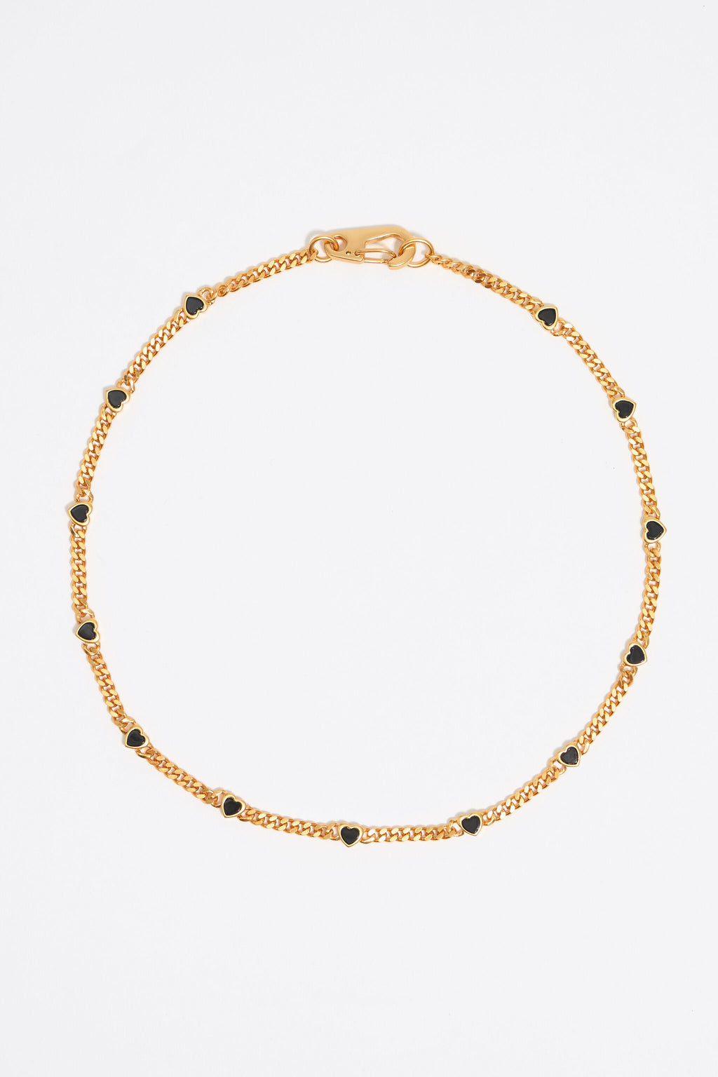 Black stone heart chain necklace