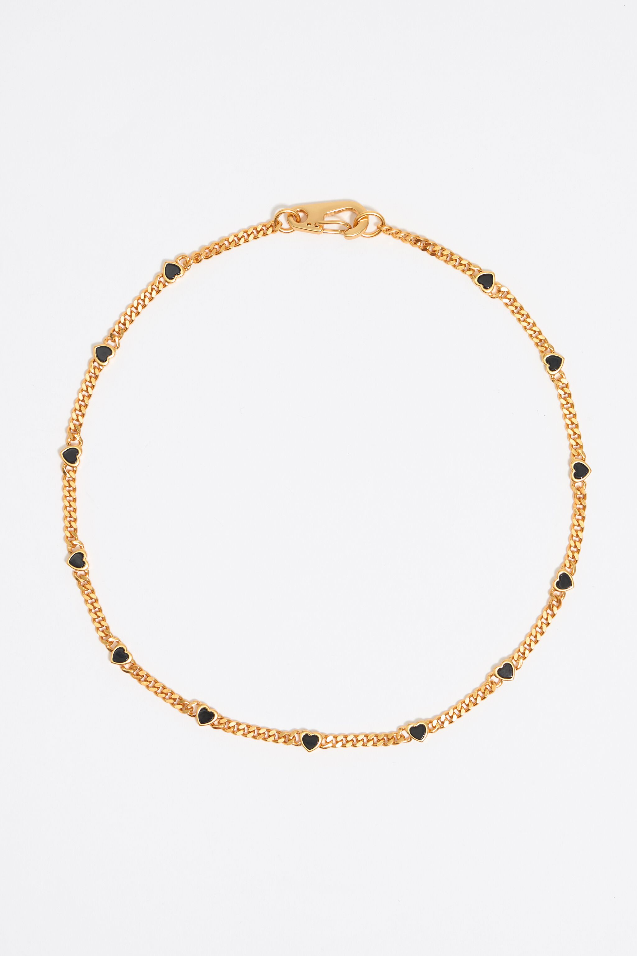 Black stone heart chain necklace