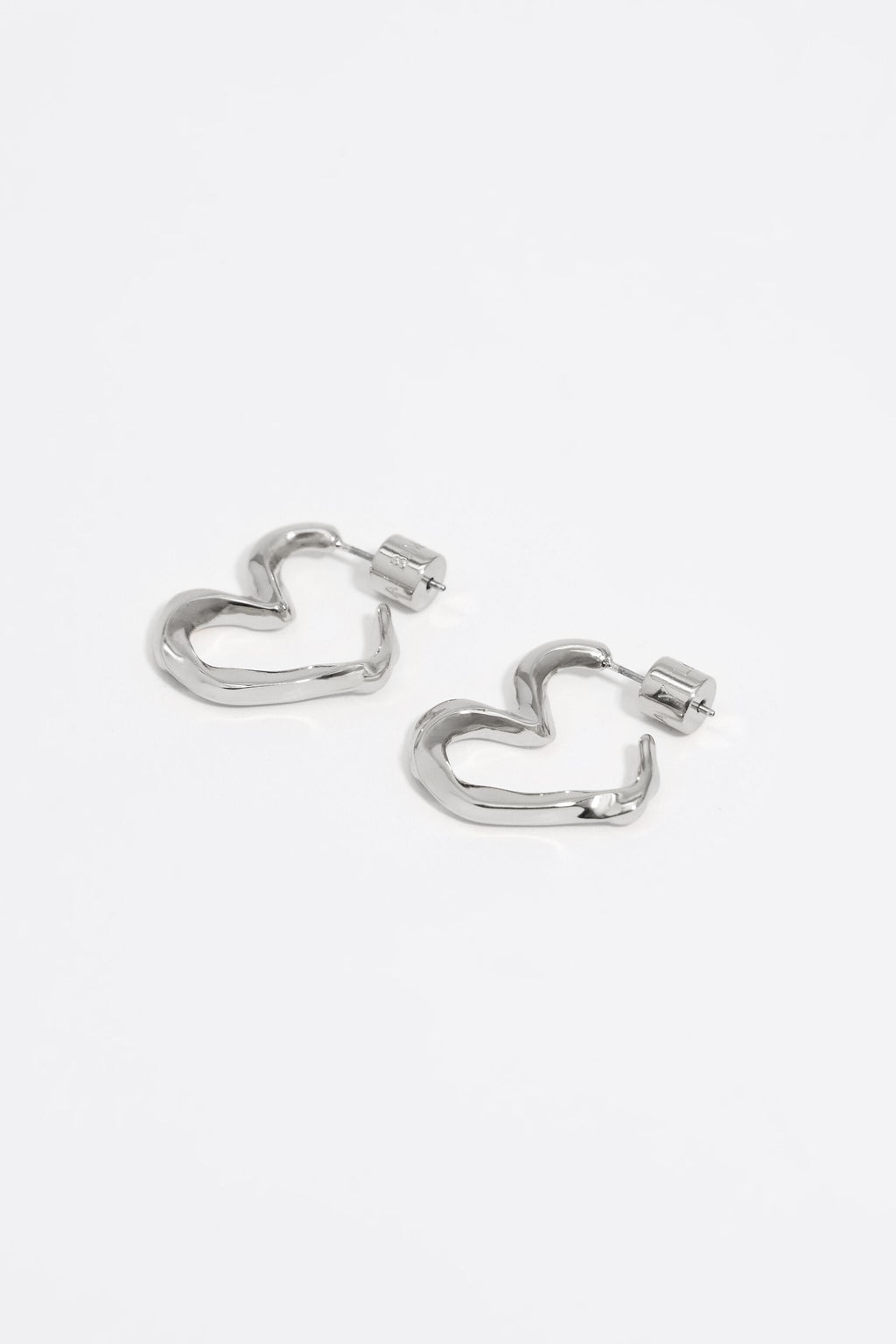 Textured silver heart hoop earrings