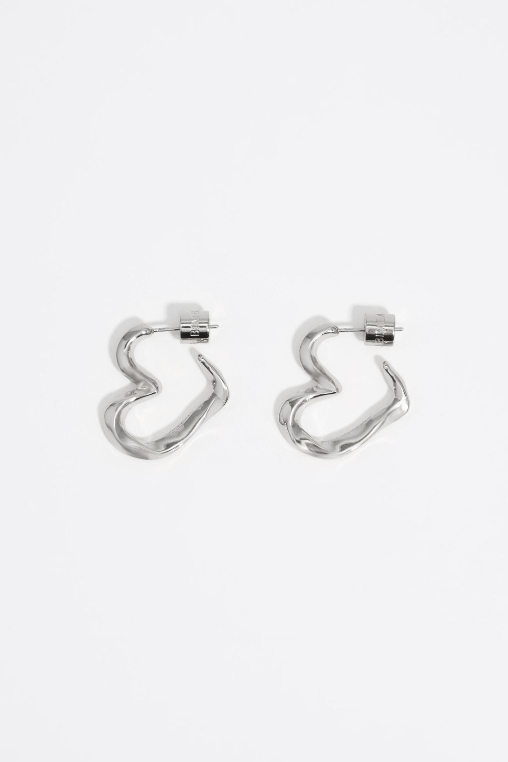 Textured silver heart hoop earrings