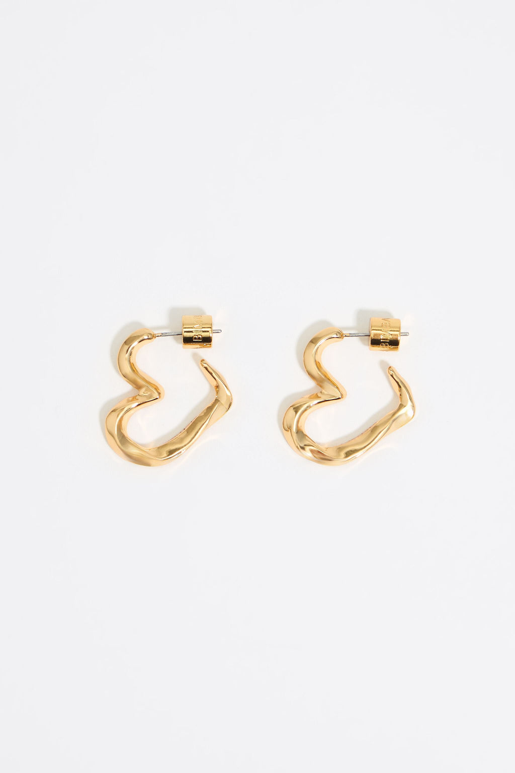 Textured gold heart hoop earrings