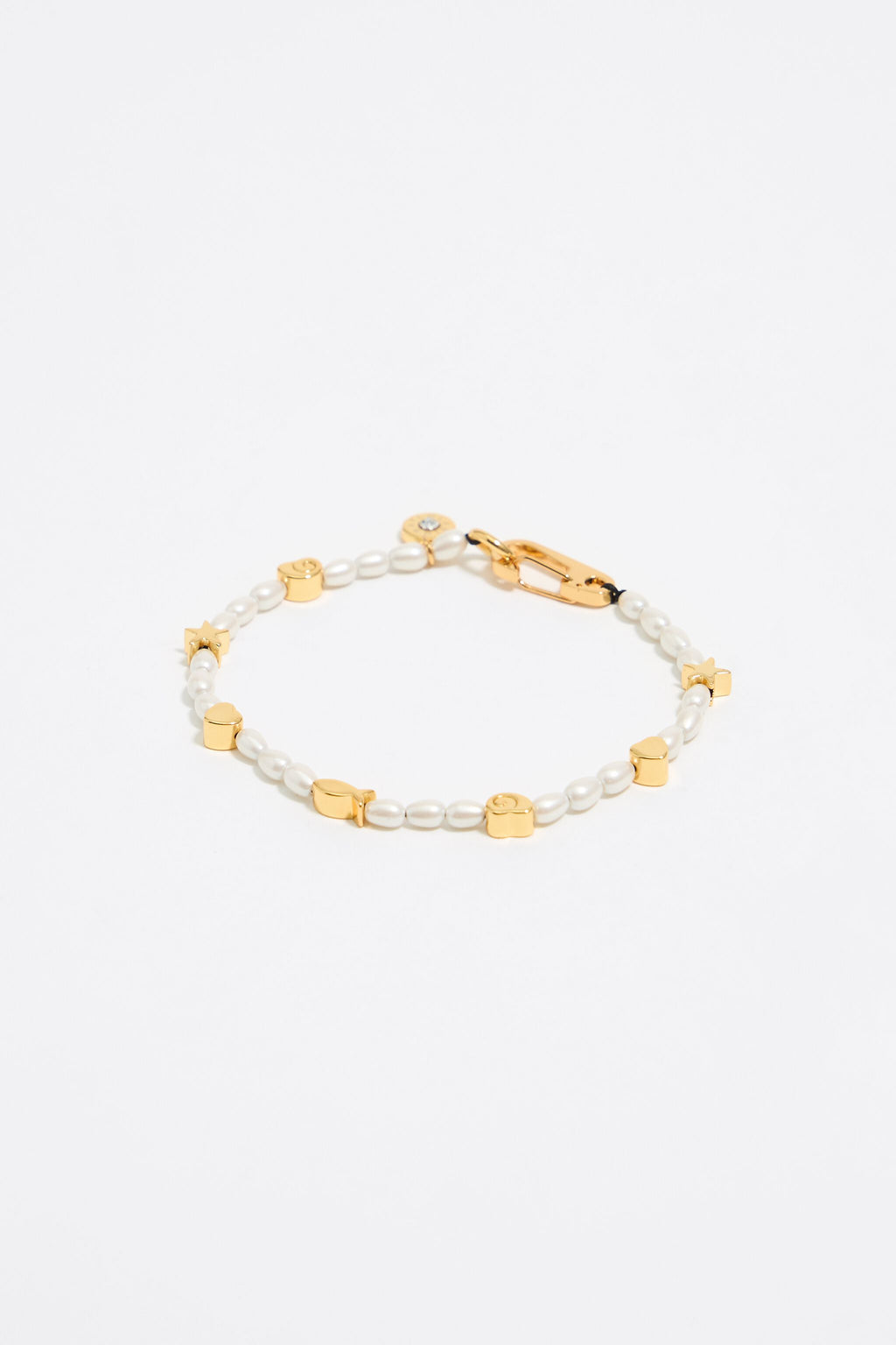 Gold marine motifs and pearl bracelet