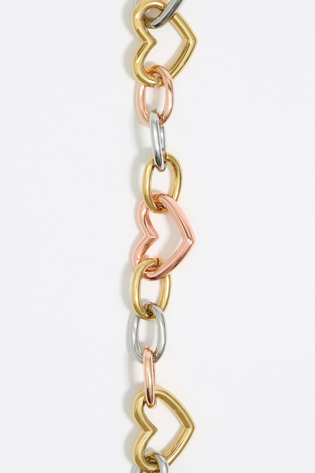 Three-tone heart chain bracelet