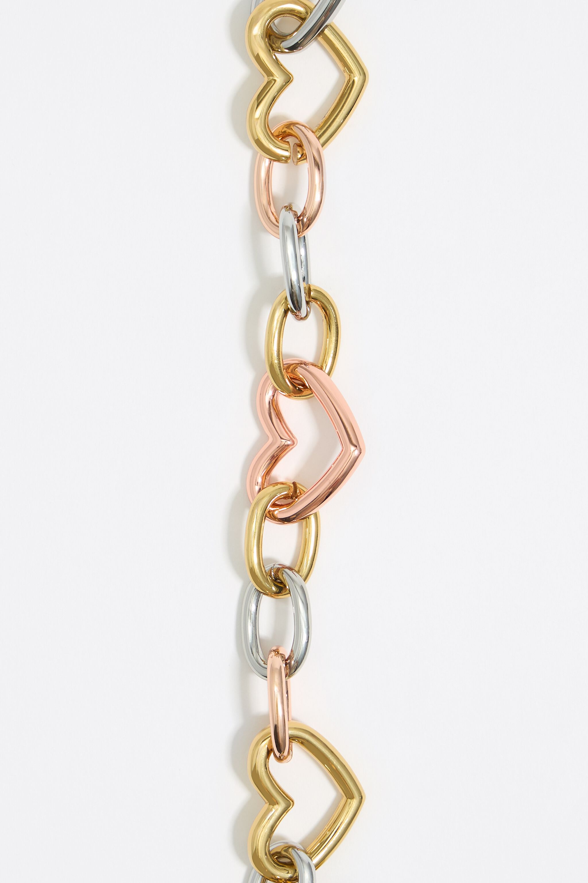 Three-tone heart chain bracelet
