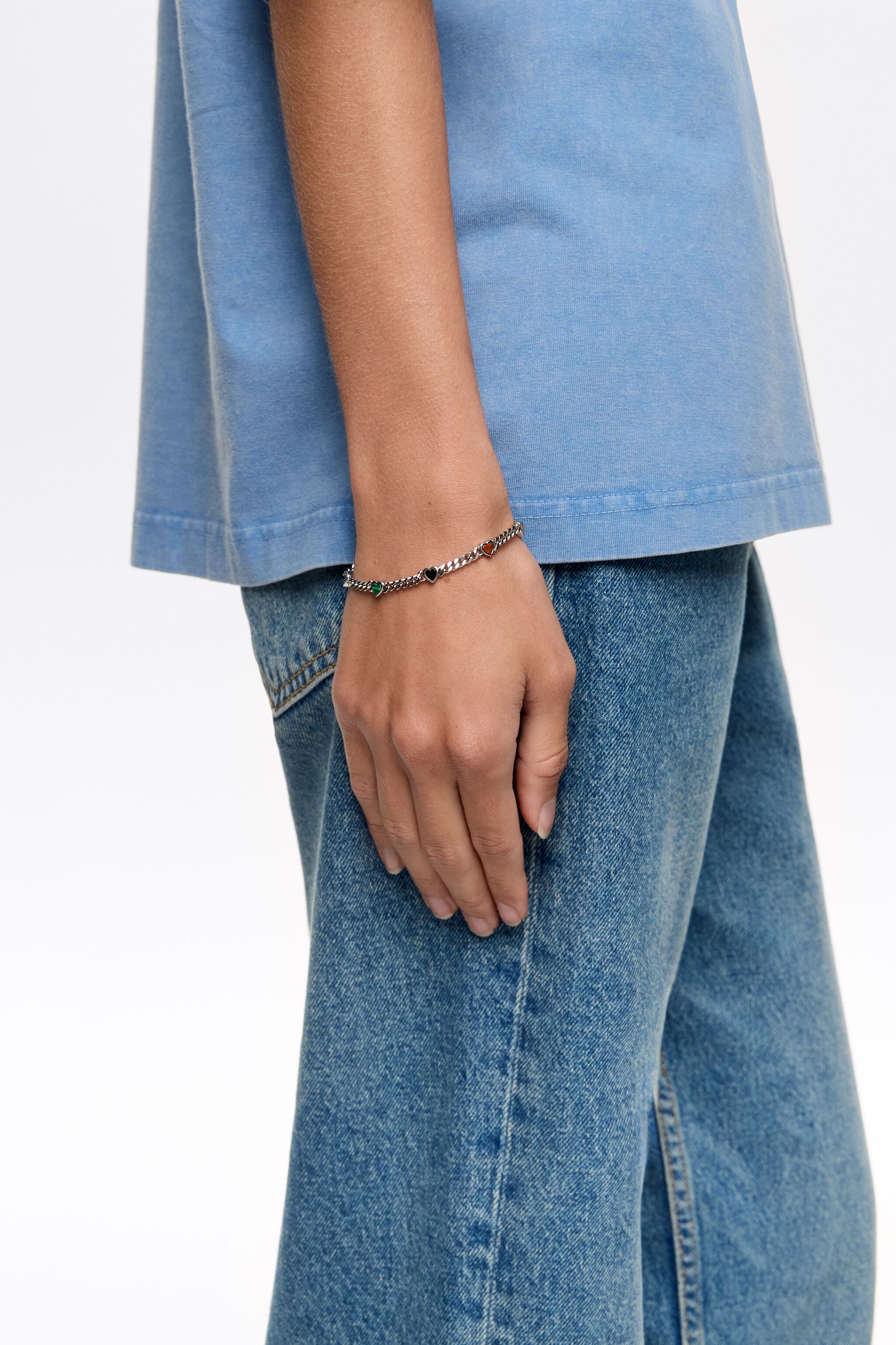 Multicolor heart chain bracelet