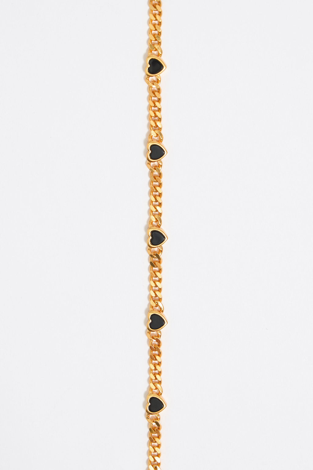 Black stone heart chain bracelet