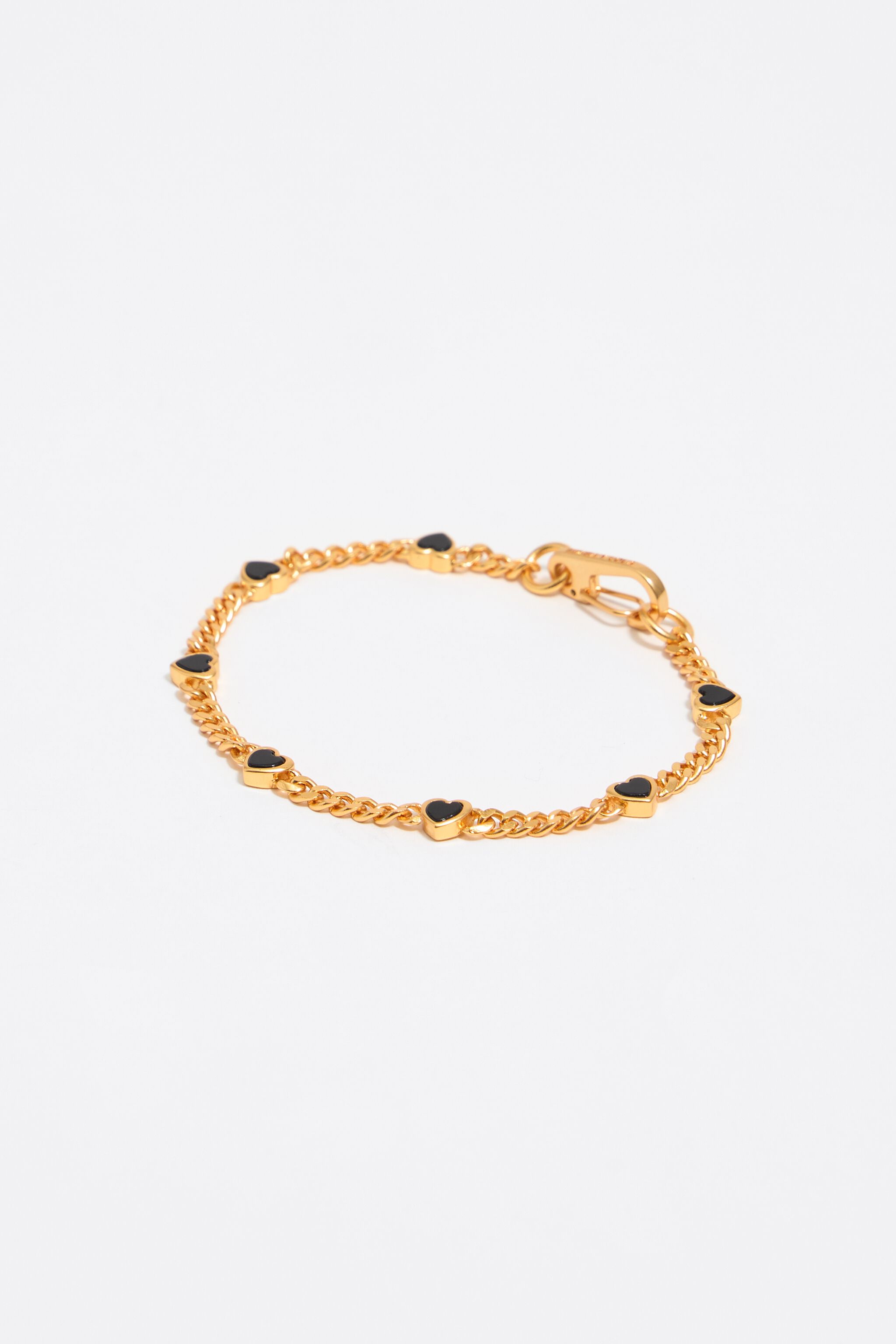 Black stone heart chain bracelet