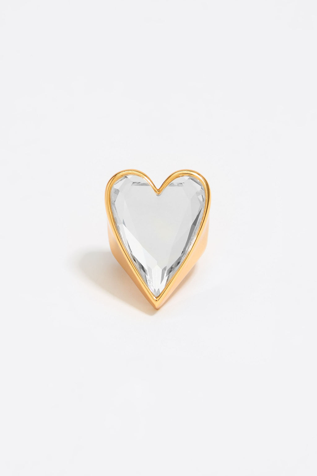 Gold crystal heart ring