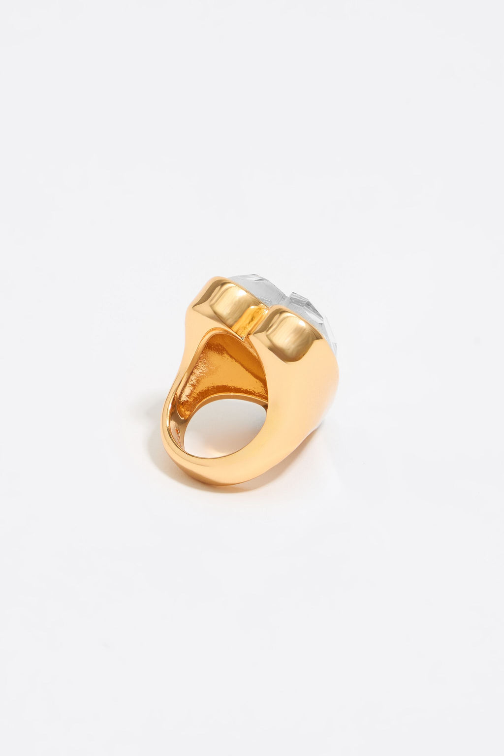 Gold crystal heart ring