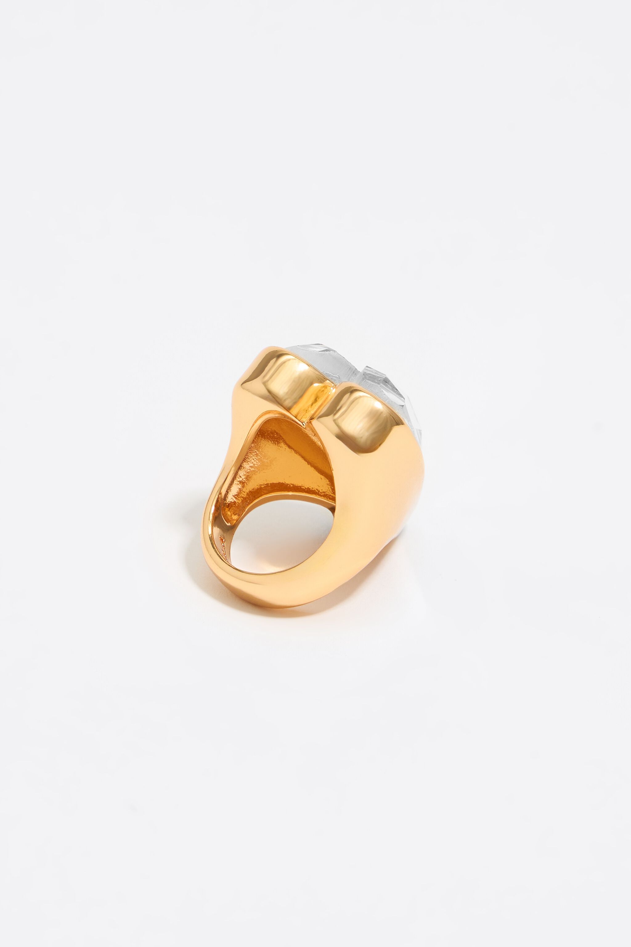 Gold crystal heart ring