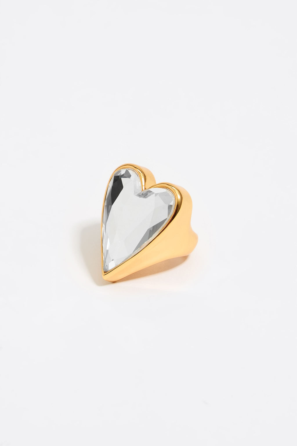 Gold crystal heart ring