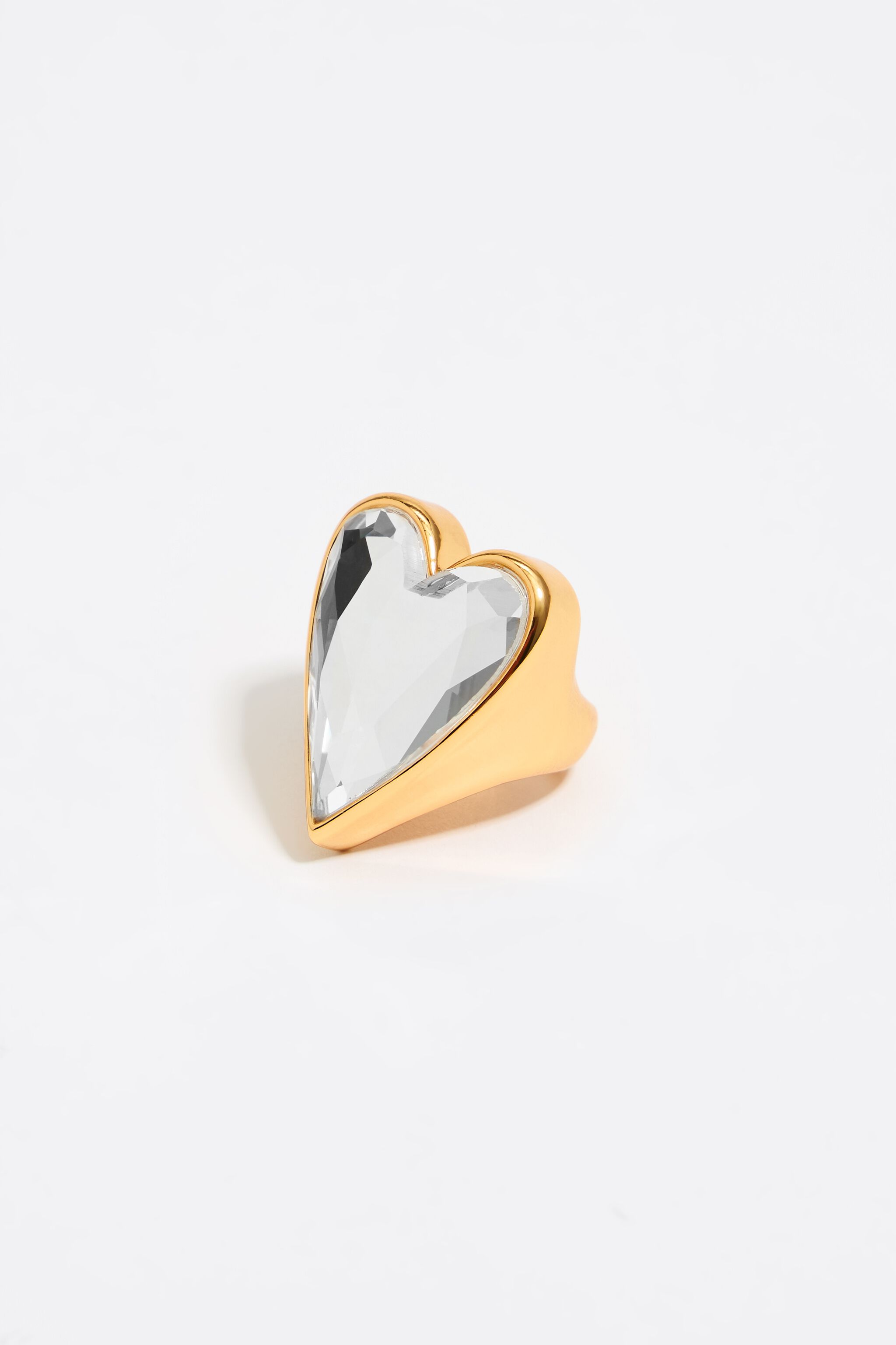 Gold crystal heart ring