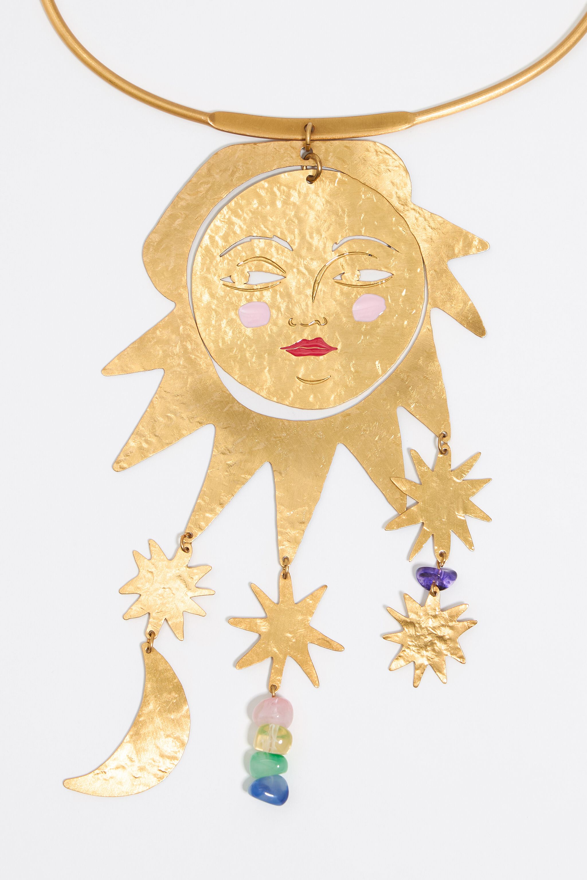 Gold sun and moon necklace