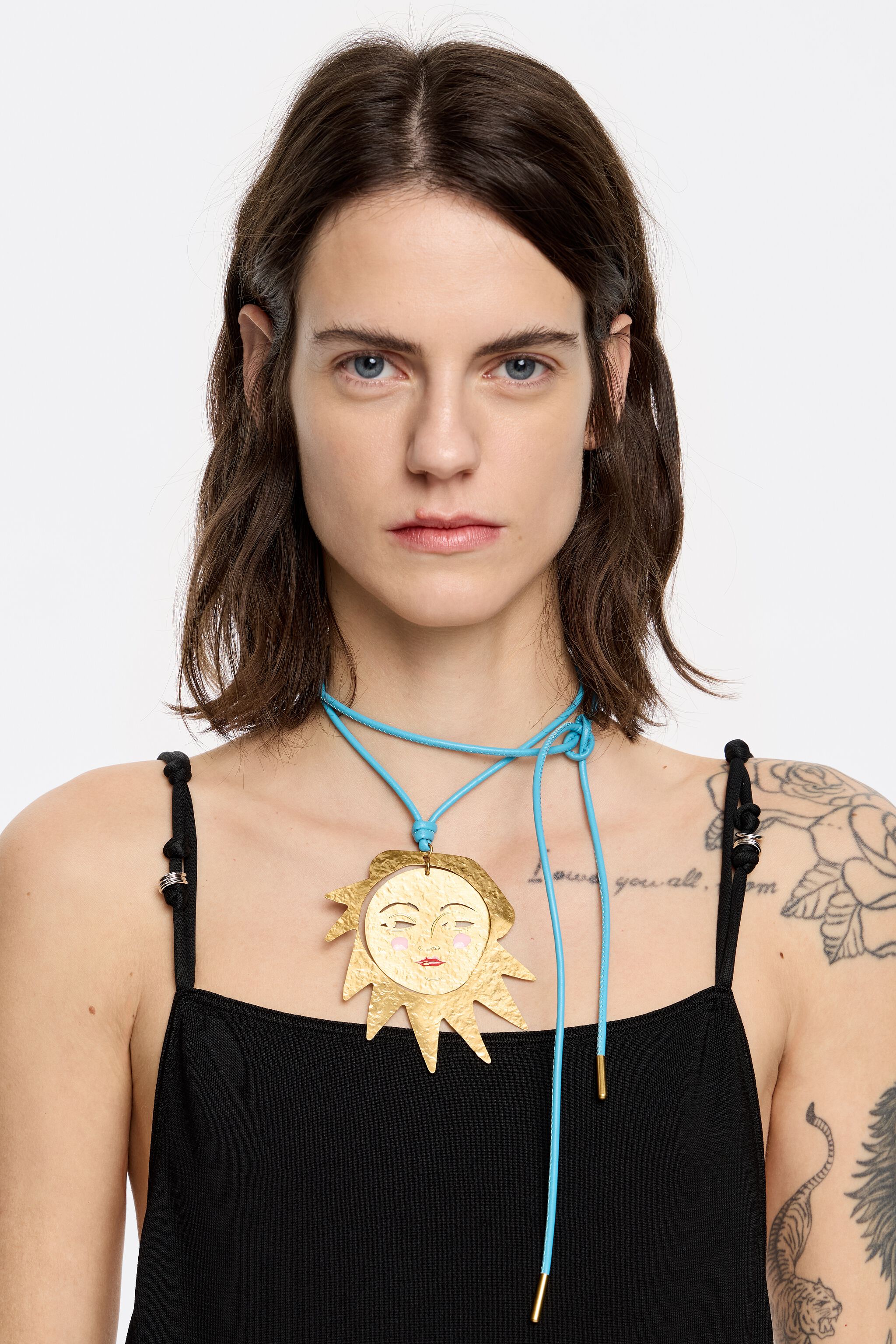 Sun blue cord necklace