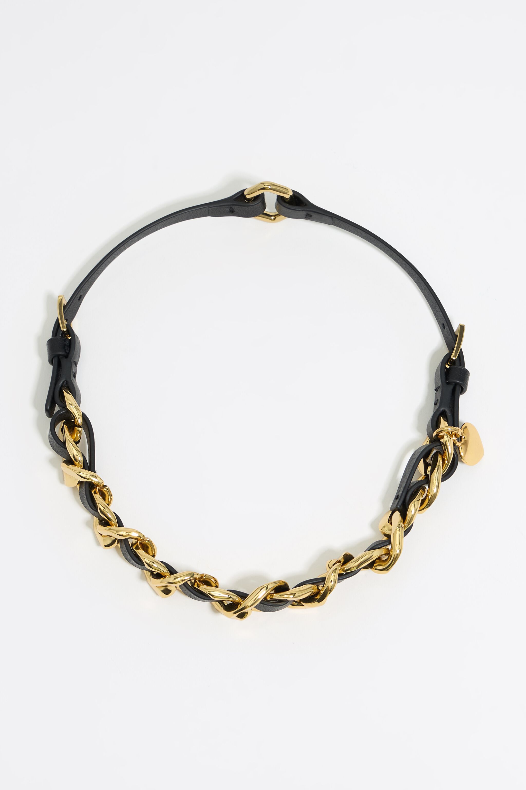 Gold chain and strap necklace