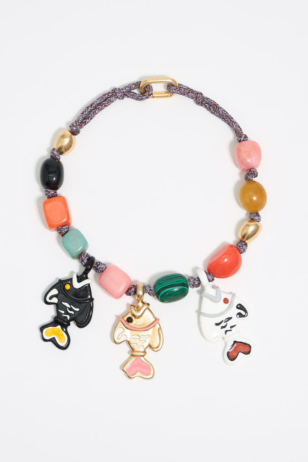 Multicolor fishes and stones necklace