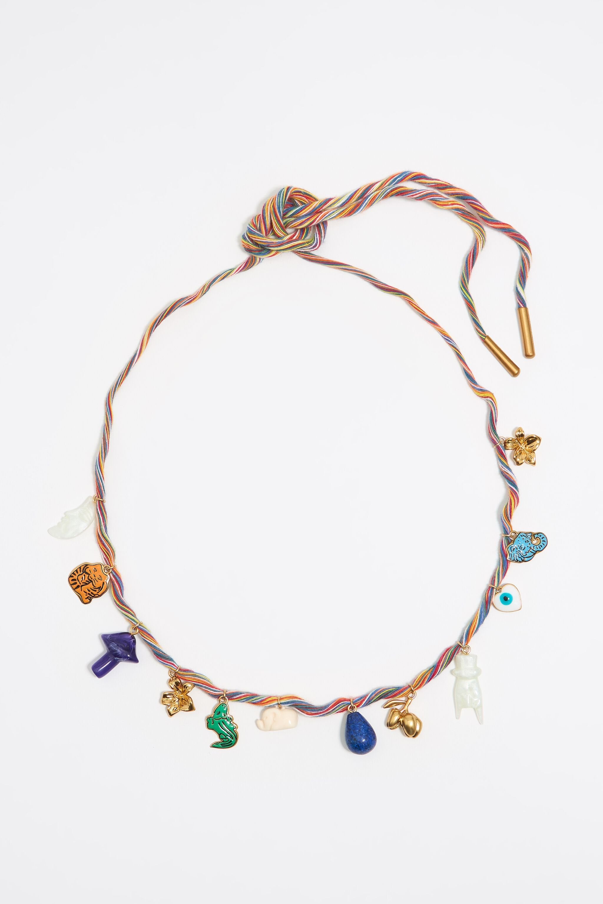 Multicolor cord jungle charms necklace