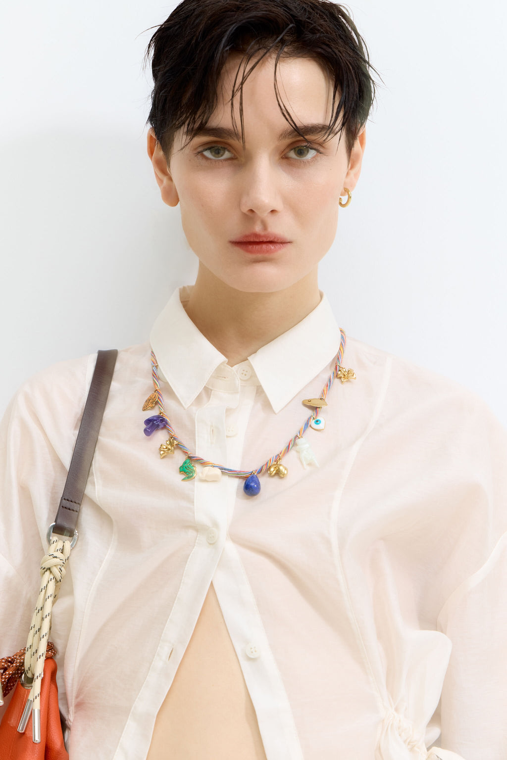 Multicolor cord jungle charms necklace