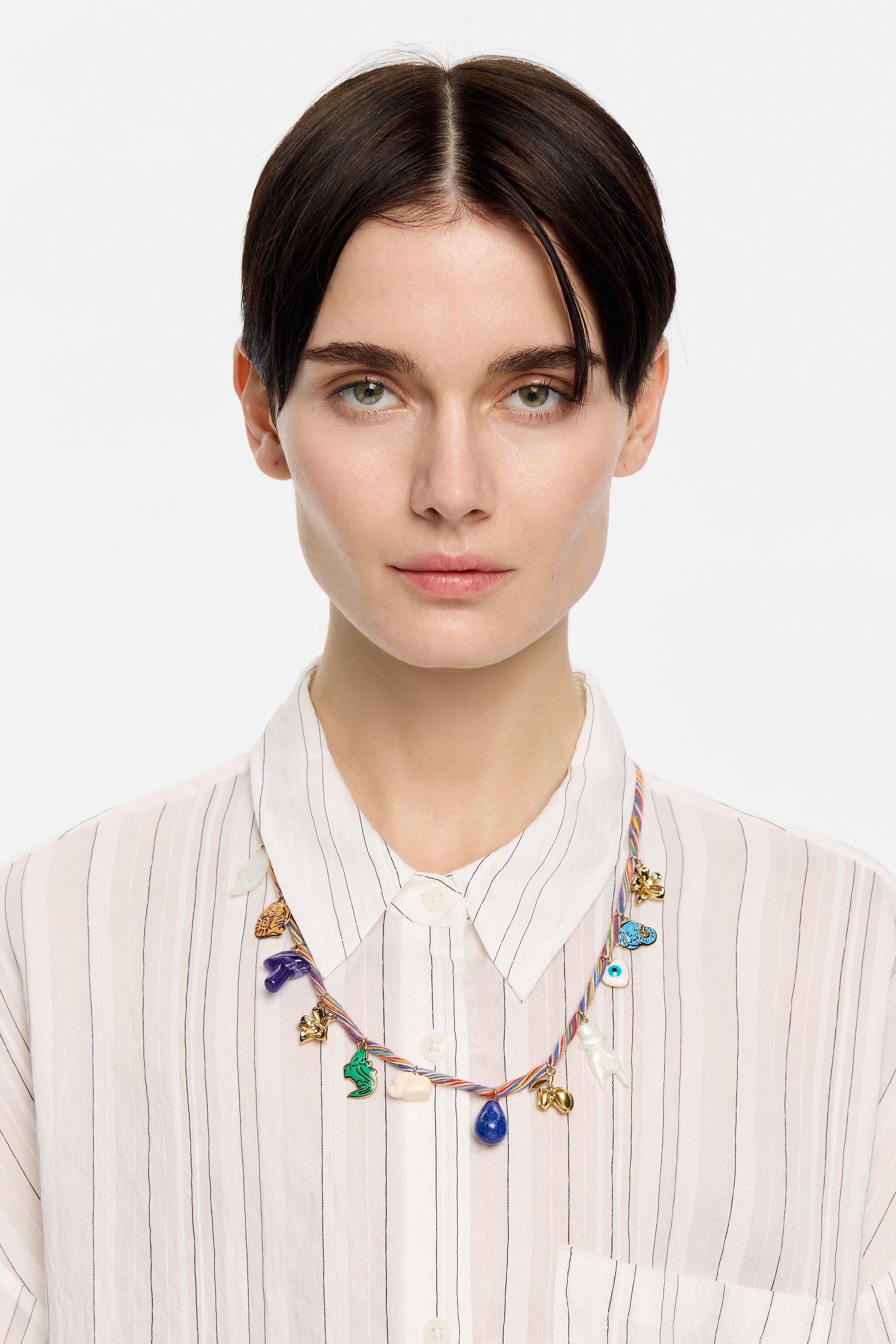 Multicolor cord jungle charms necklace