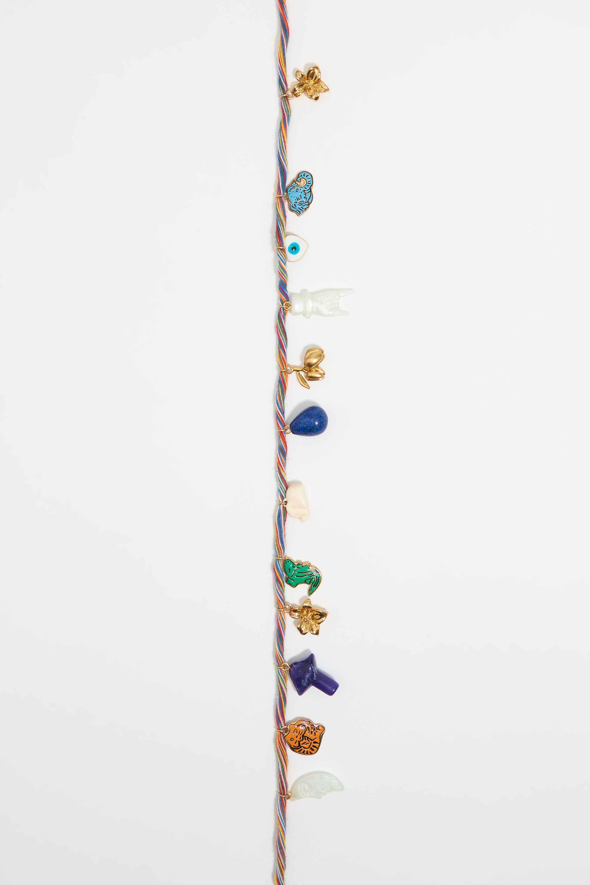 Multicolor cord jungle charms necklace