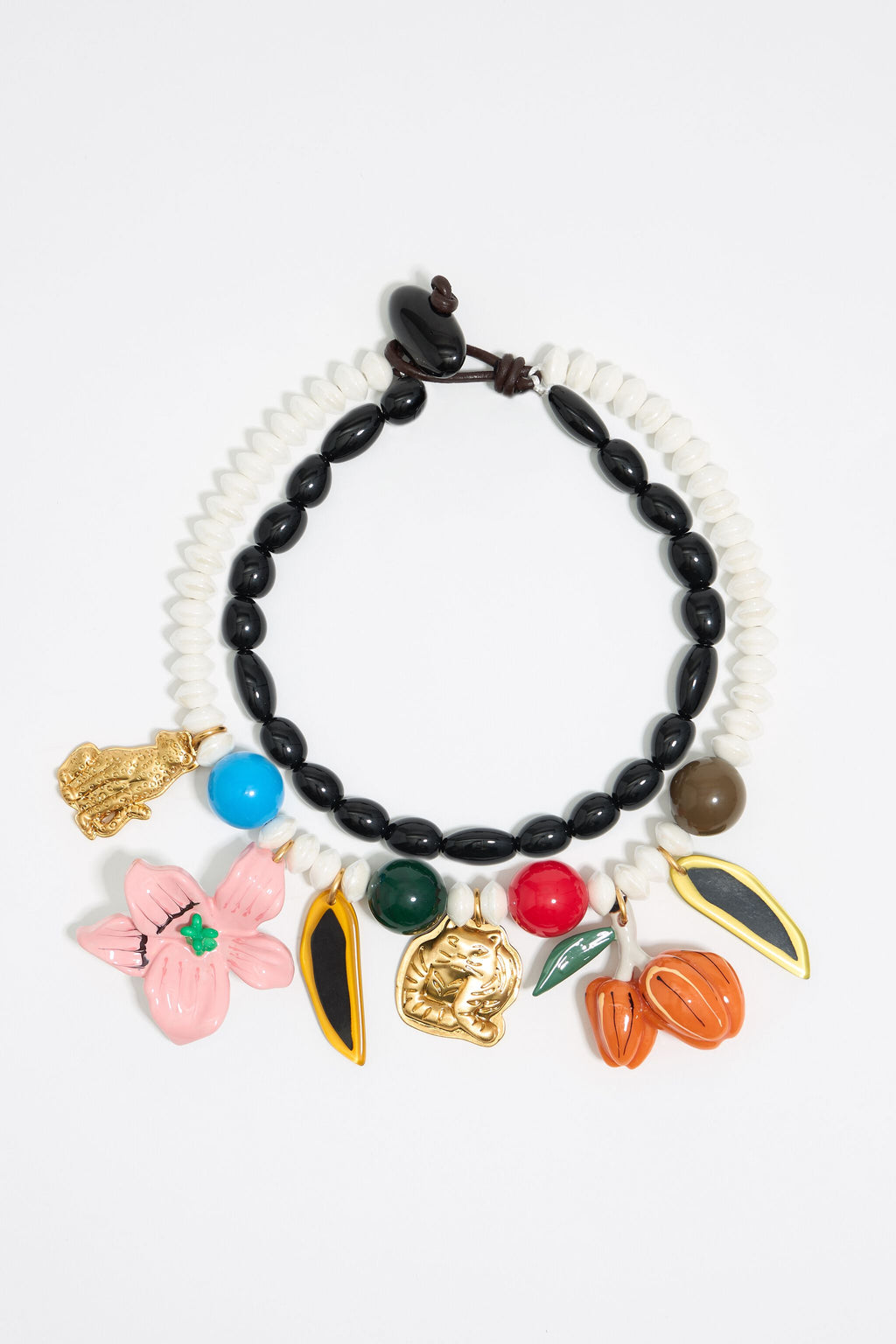 Animals and flowers matte necklace