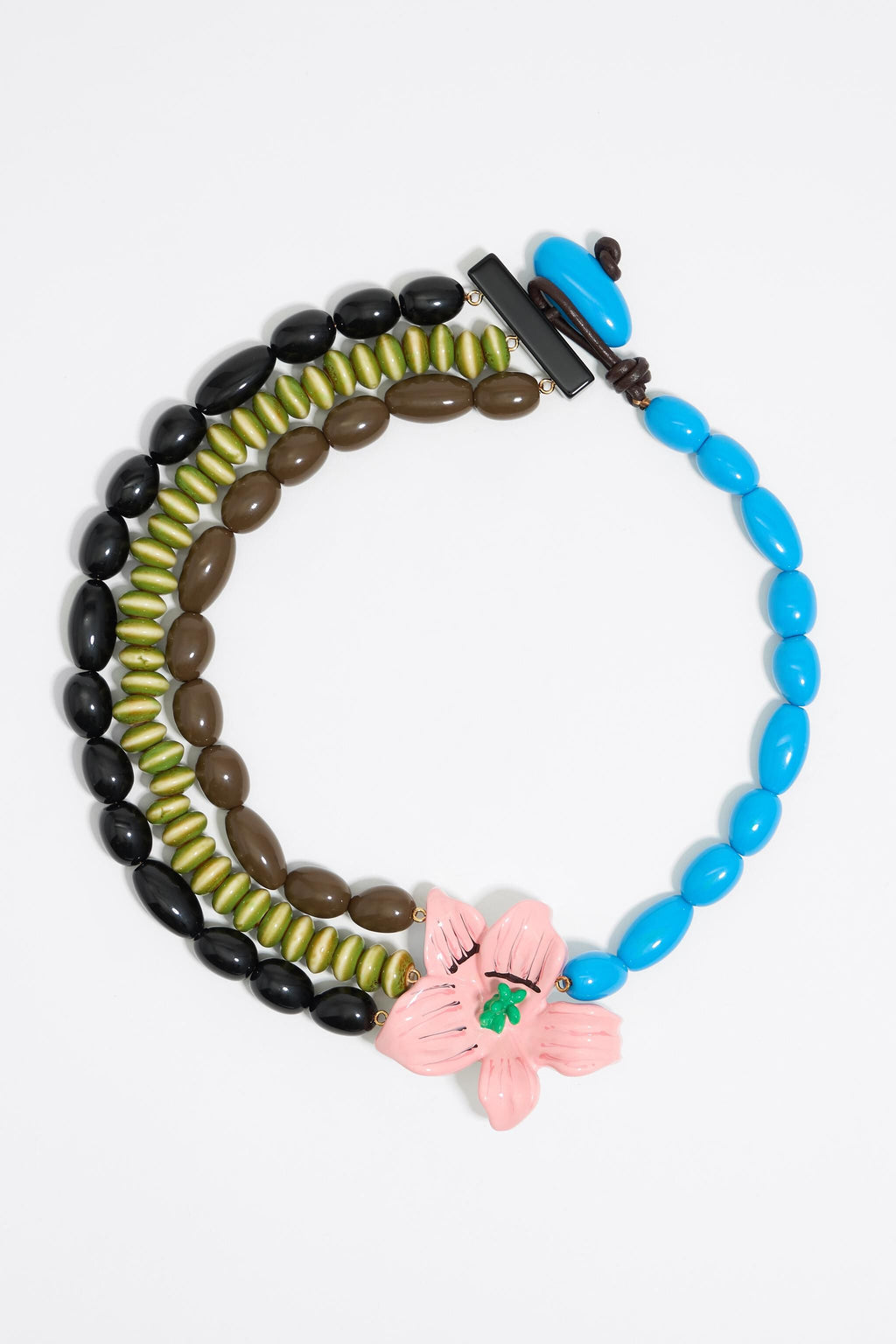 Flower and ceramic bead necklace