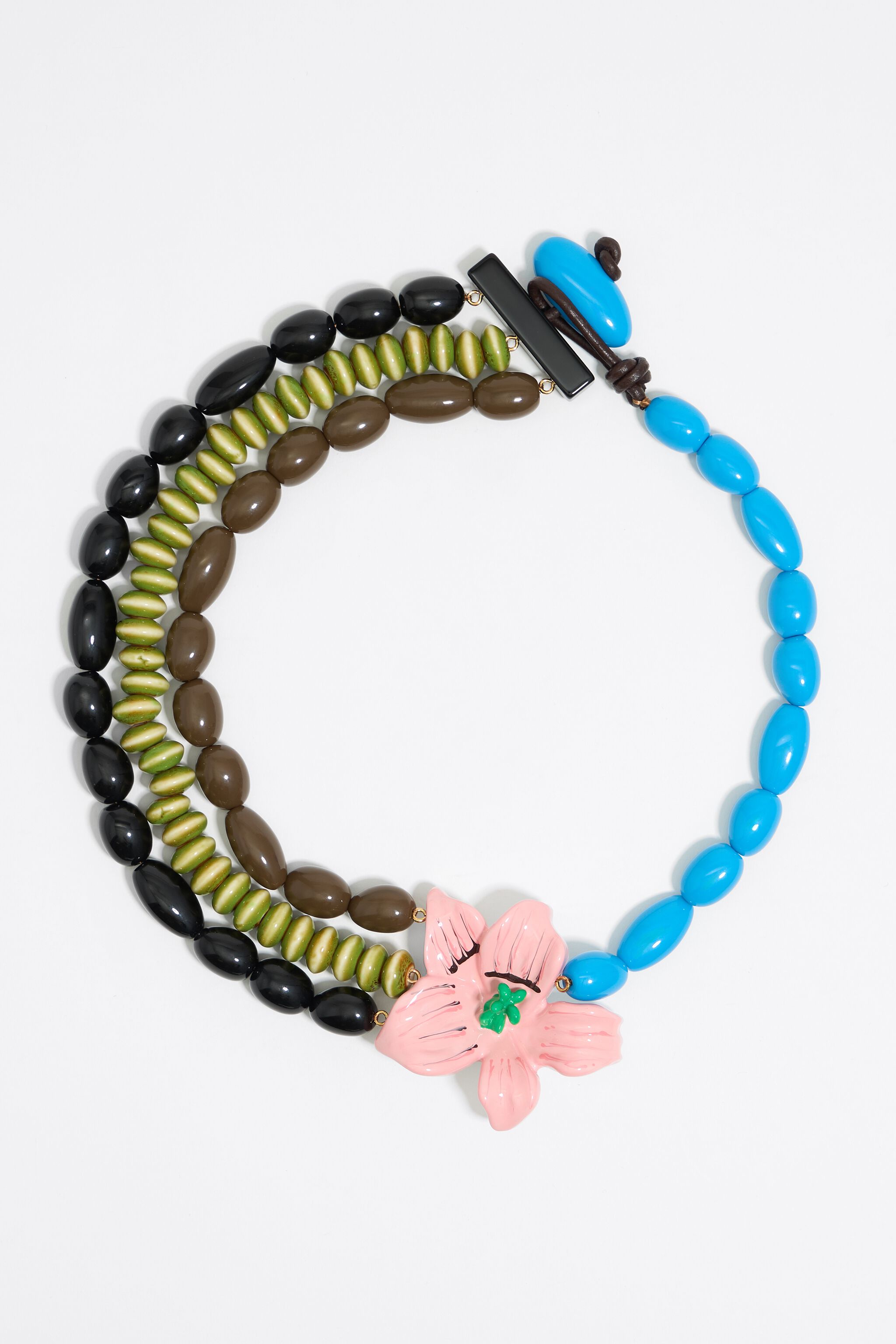 Flower and ceramic bead necklace