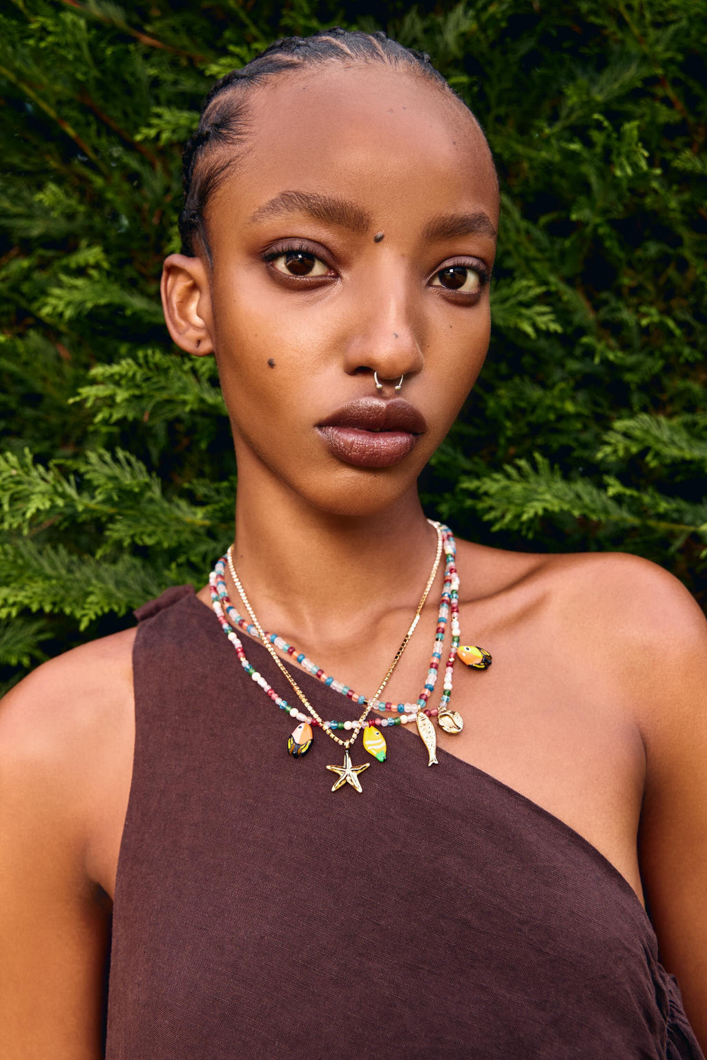 Multicolor fishes multi-layer chain necklace