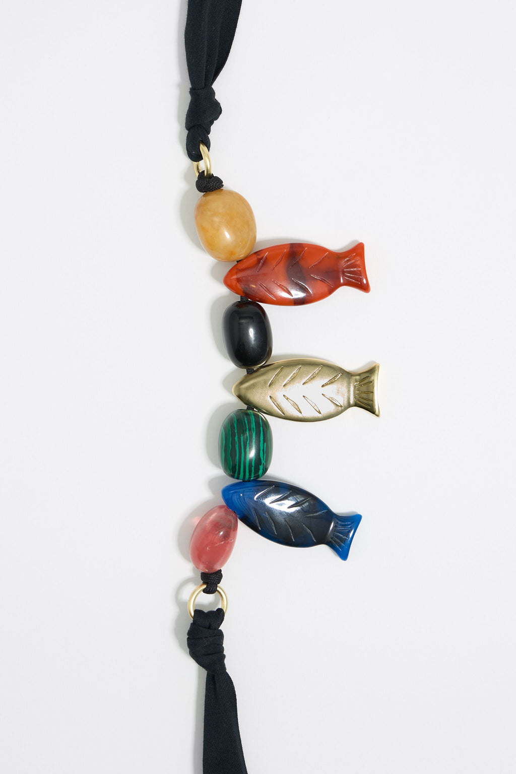 Multicolor stones and fishes necklace