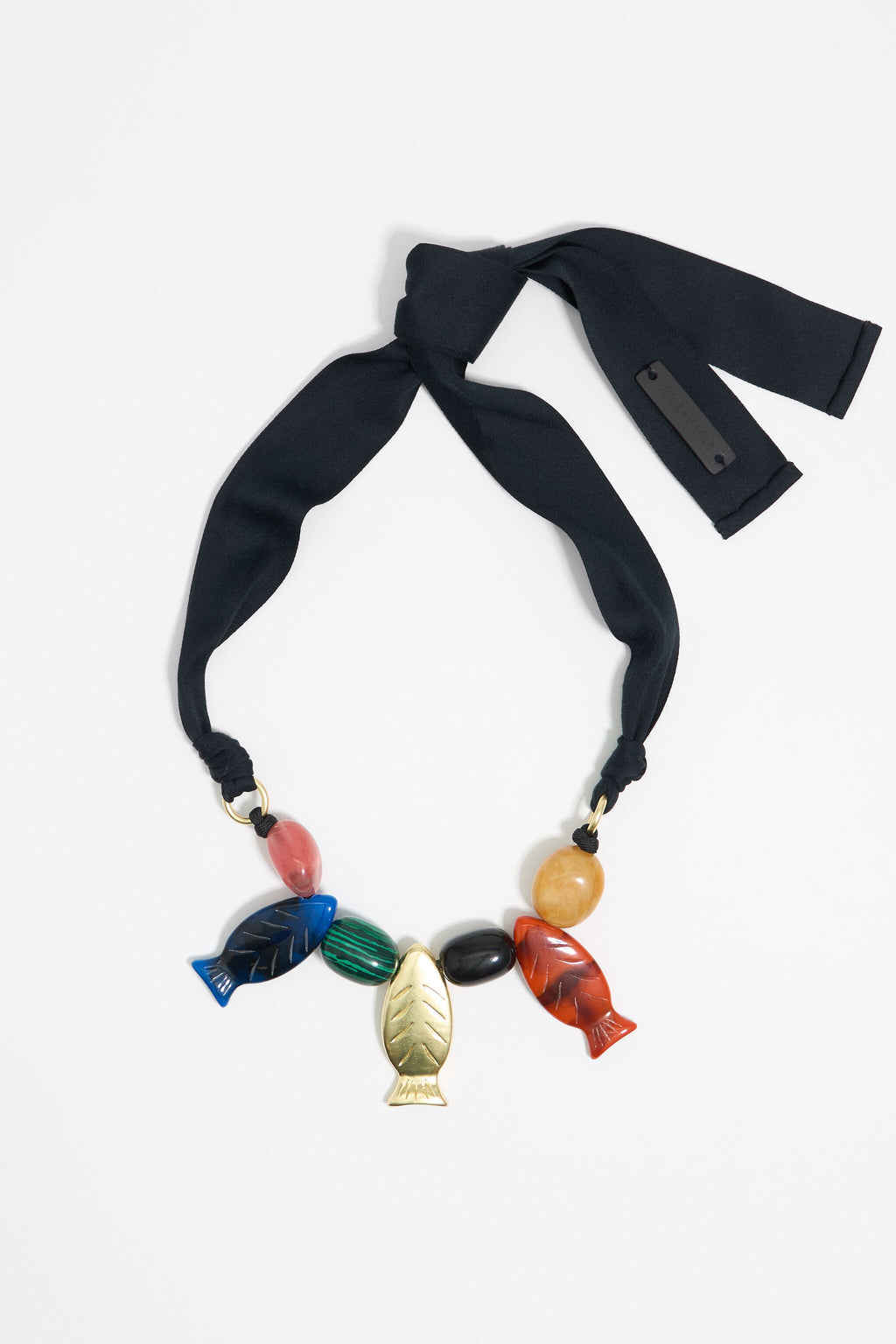 Multicolor stones and fishes necklace