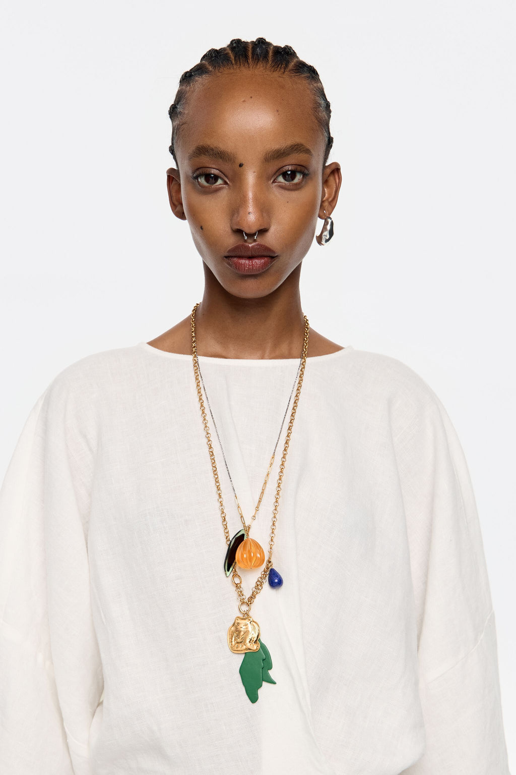 Gold tiger and chains necklace