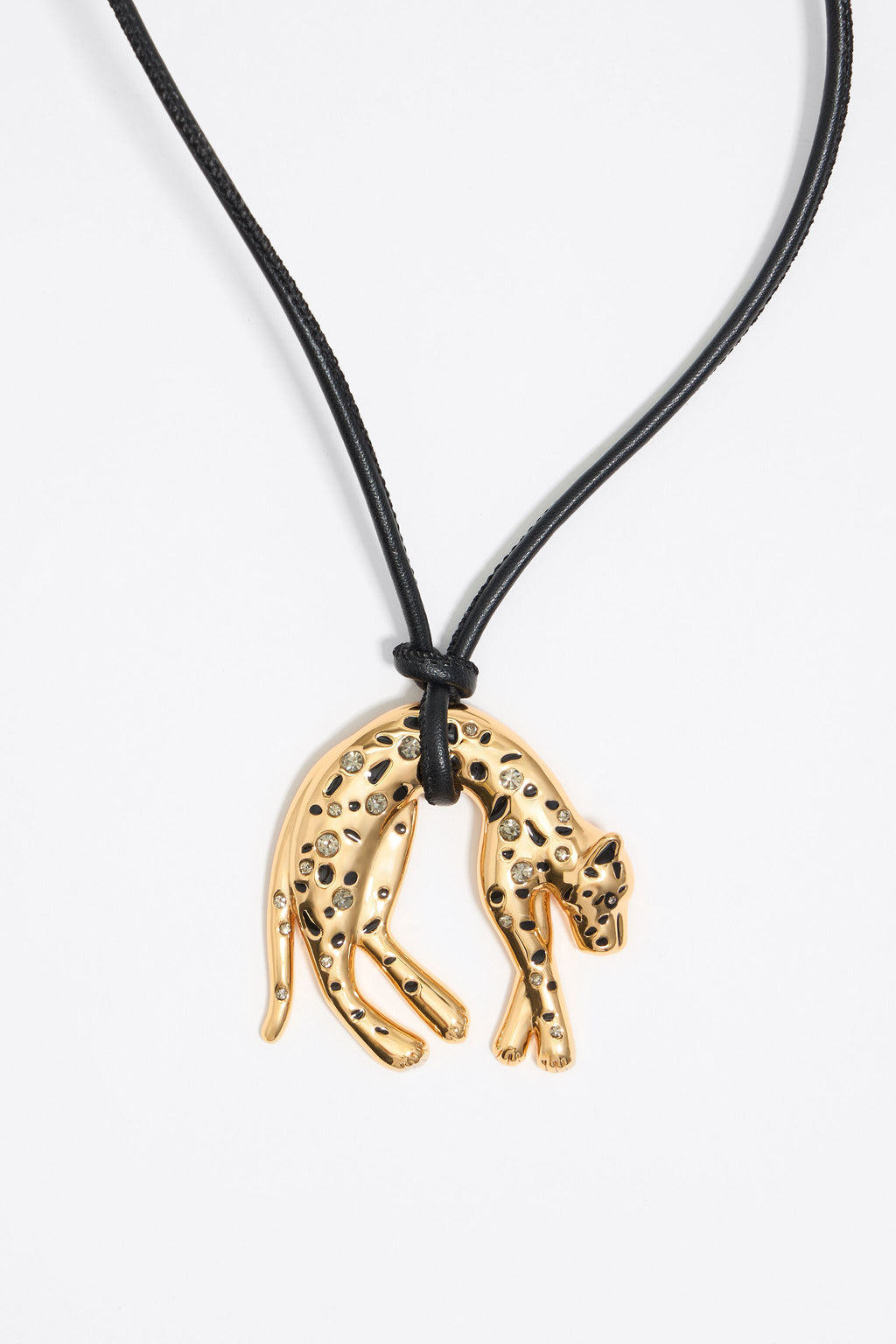 Cord necklace with gold panther