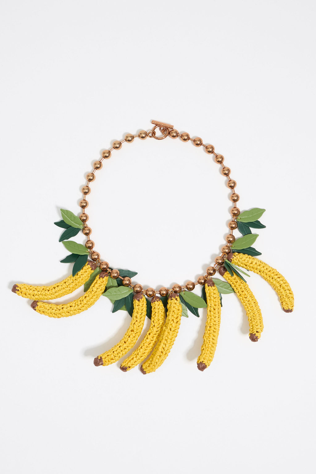Yellow bananas raffia necklace