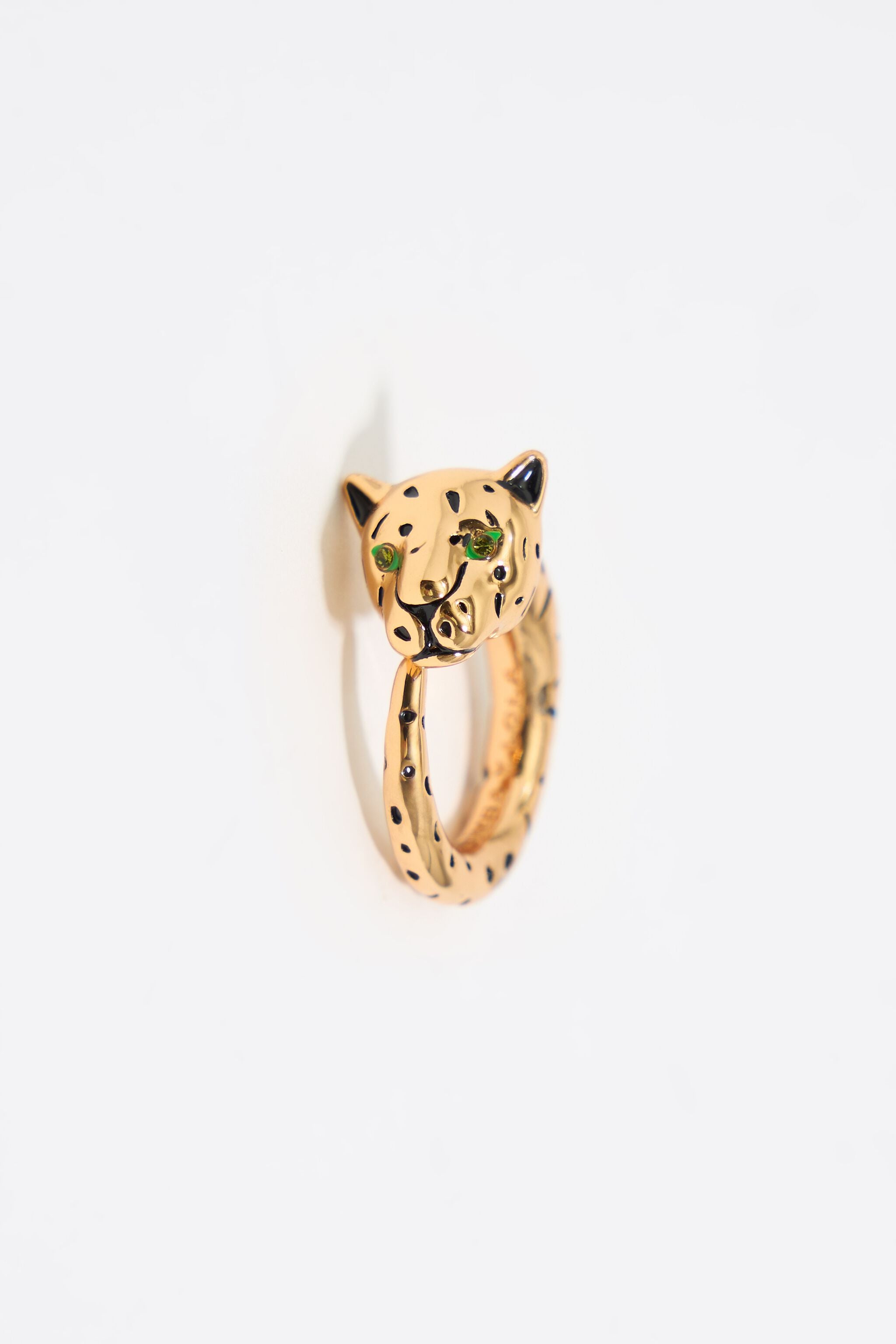 Gold and black panther hoop earrings