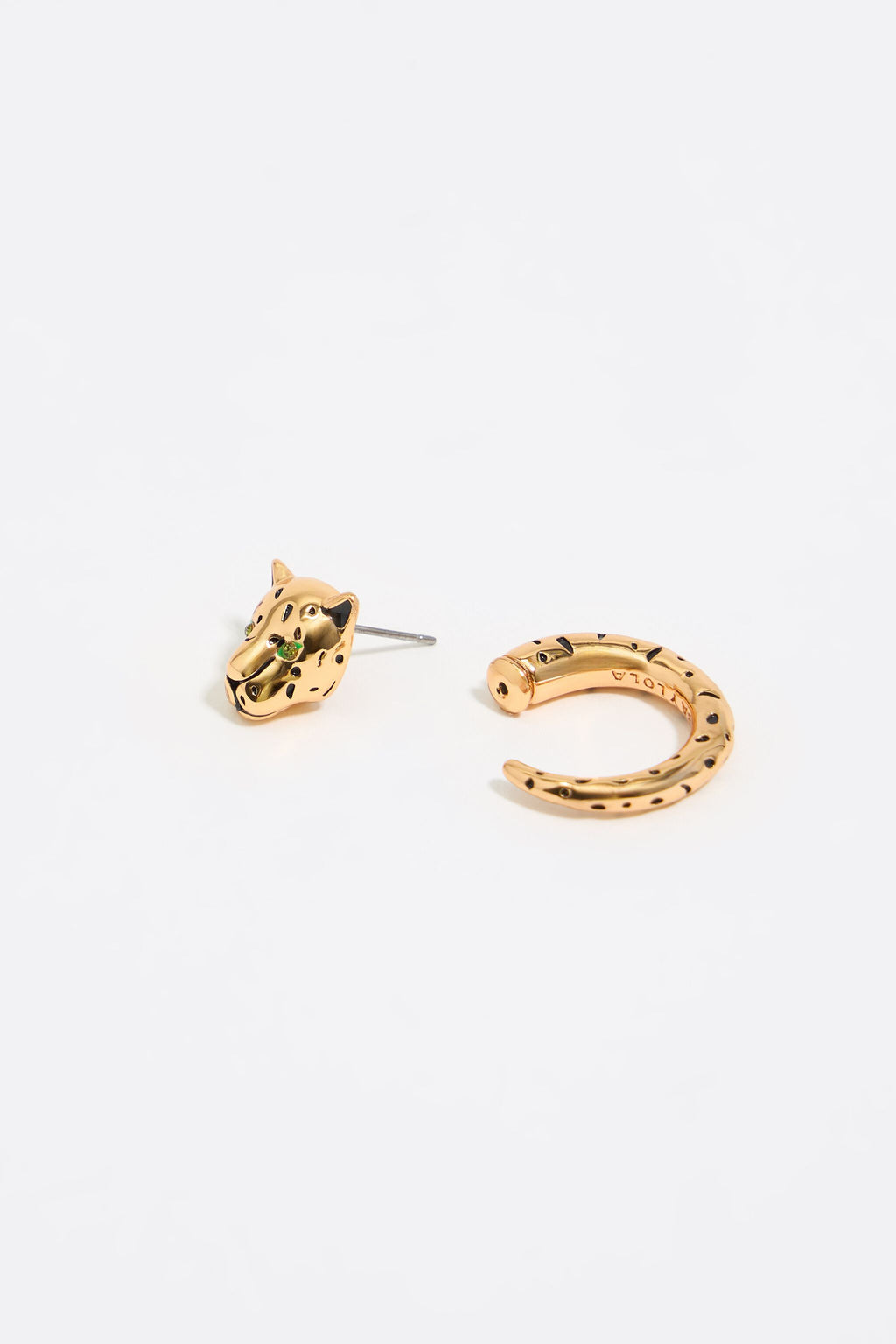 Gold and black panther hoop earrings