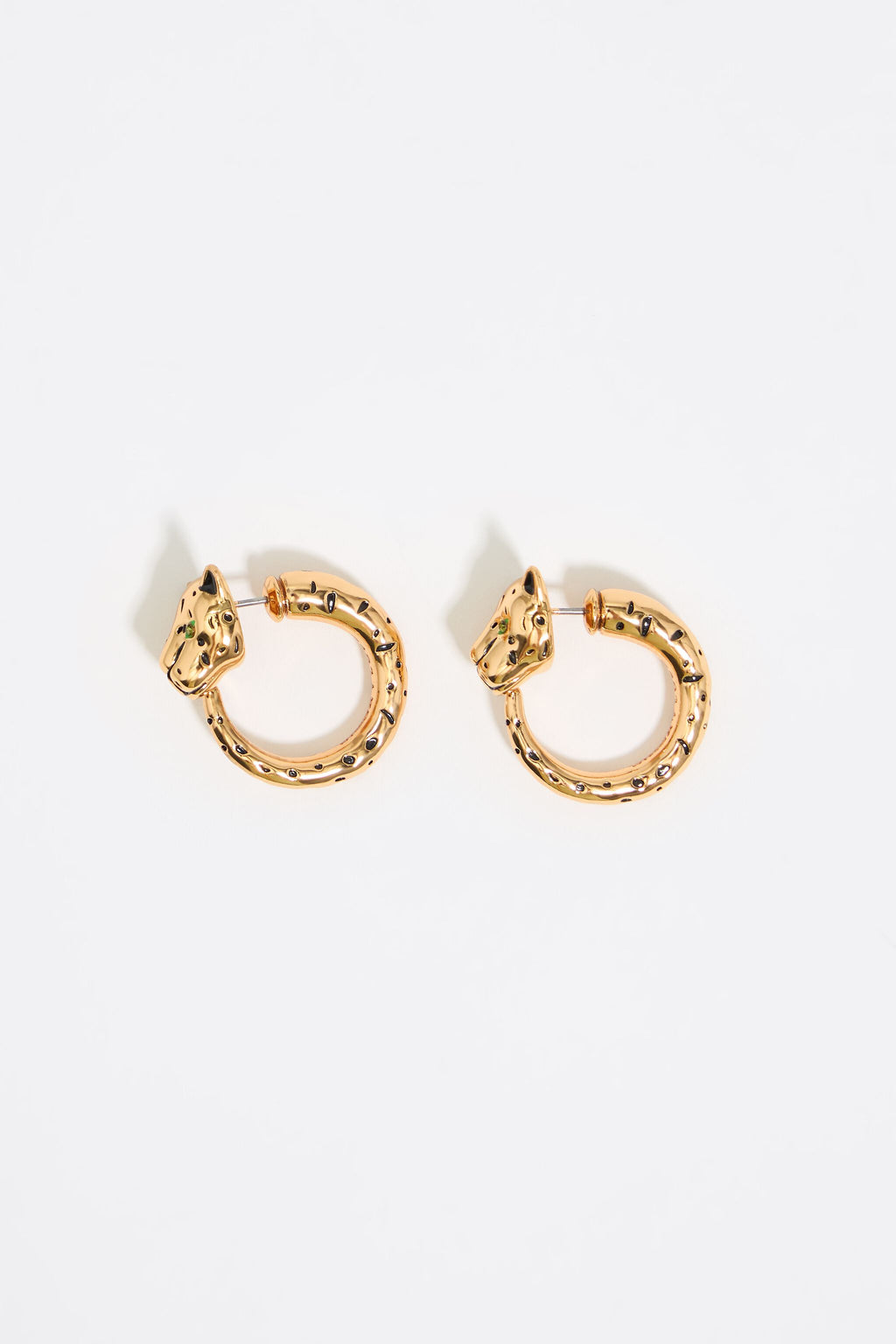 Gold and black panther hoop earrings