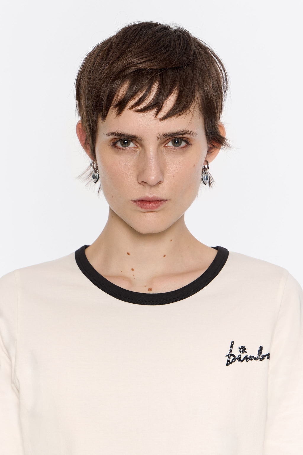 Silver heart hoop earrings