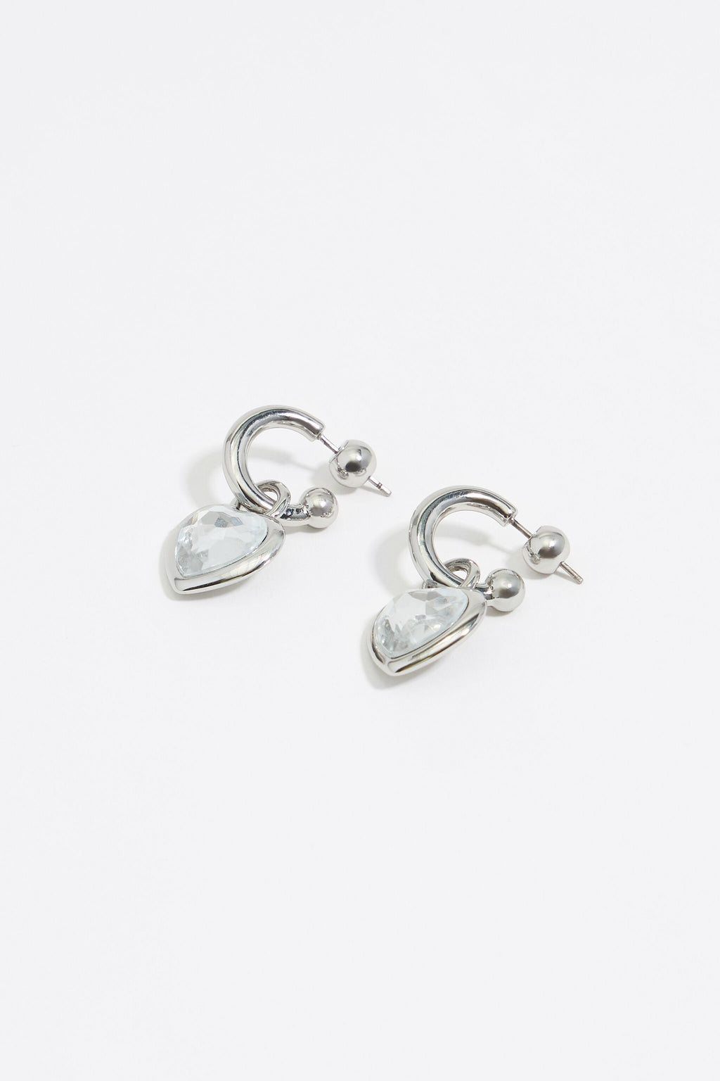 Silver heart hoop earrings