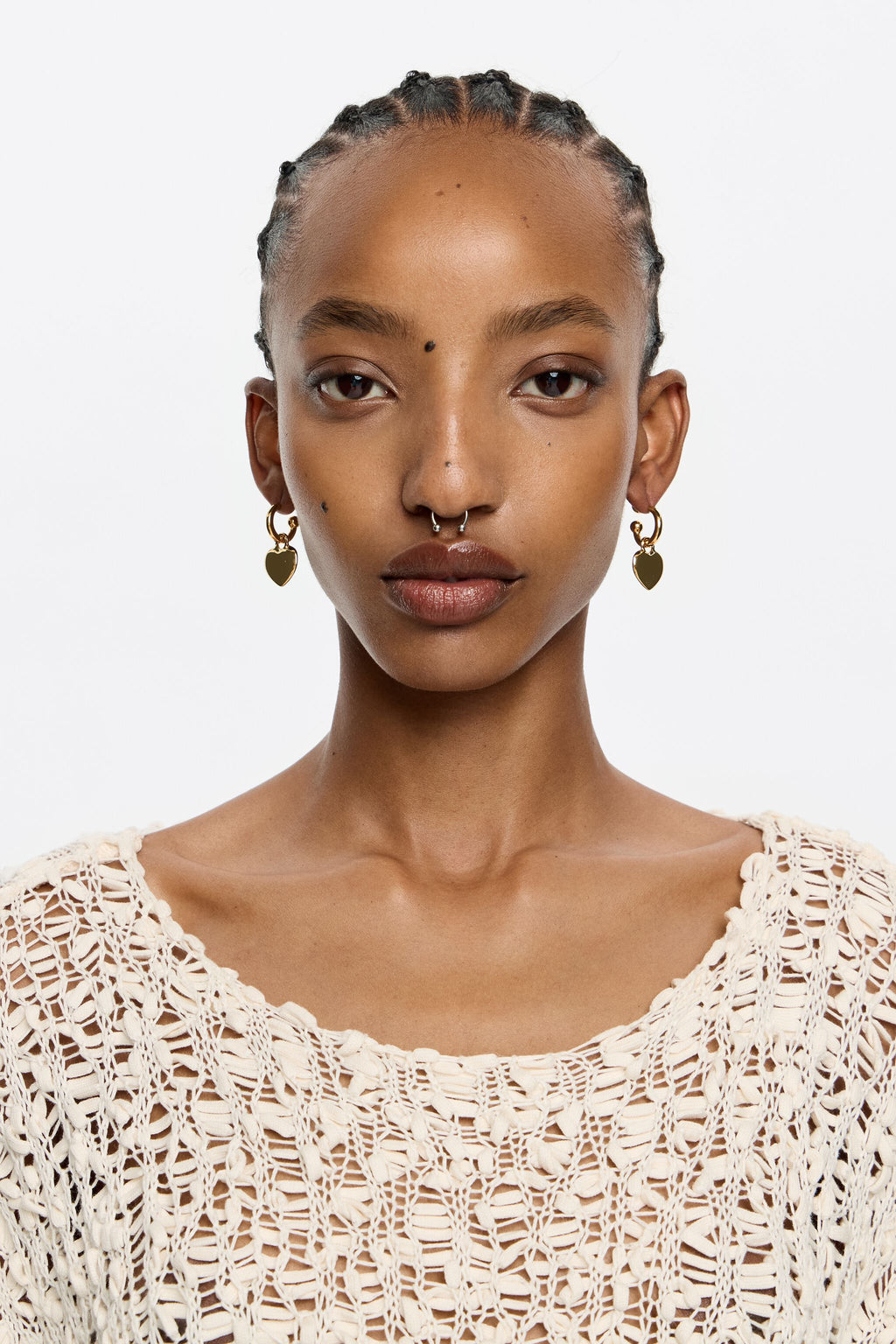 Gold heart hoop earrings