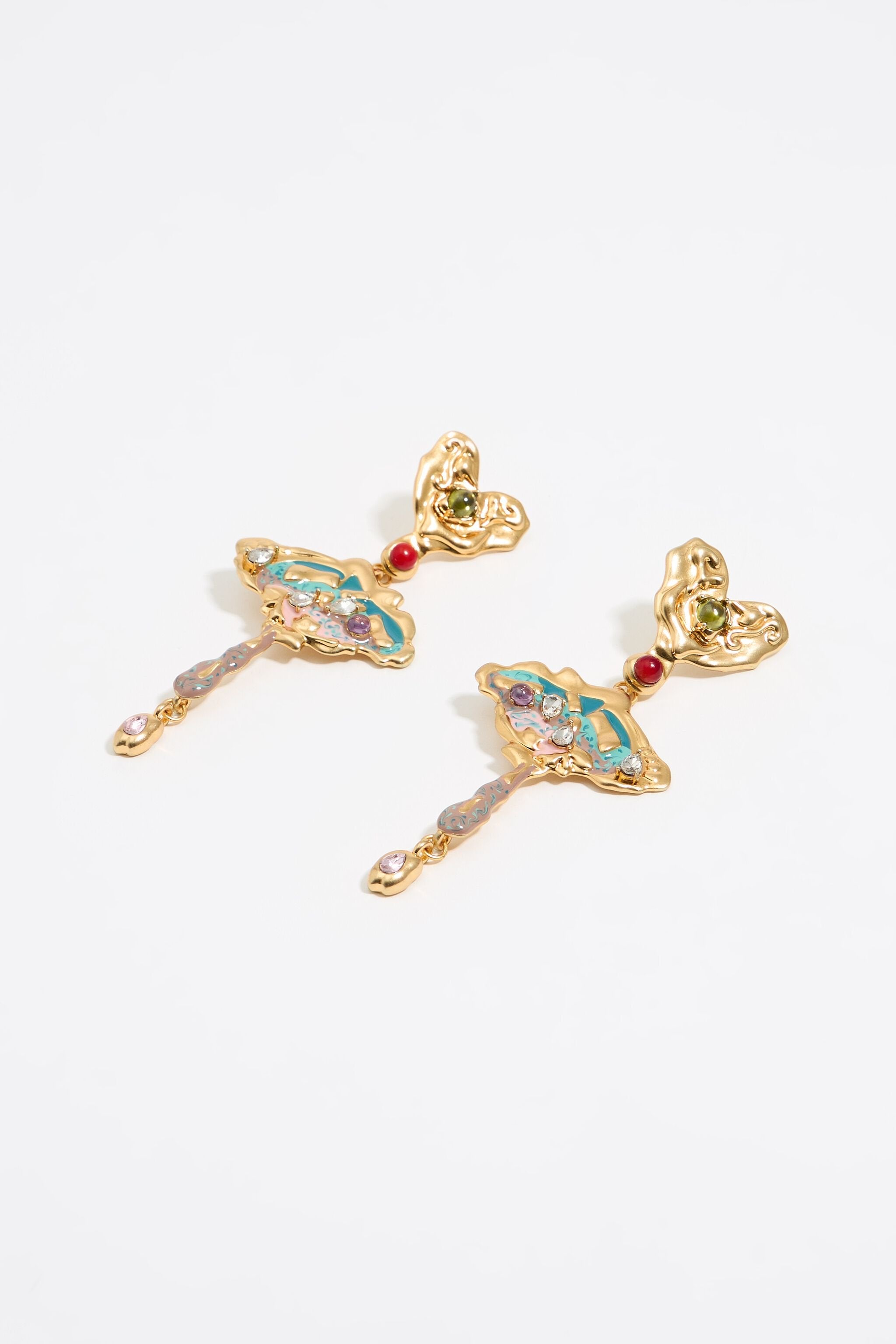 Textured gold heart earrings