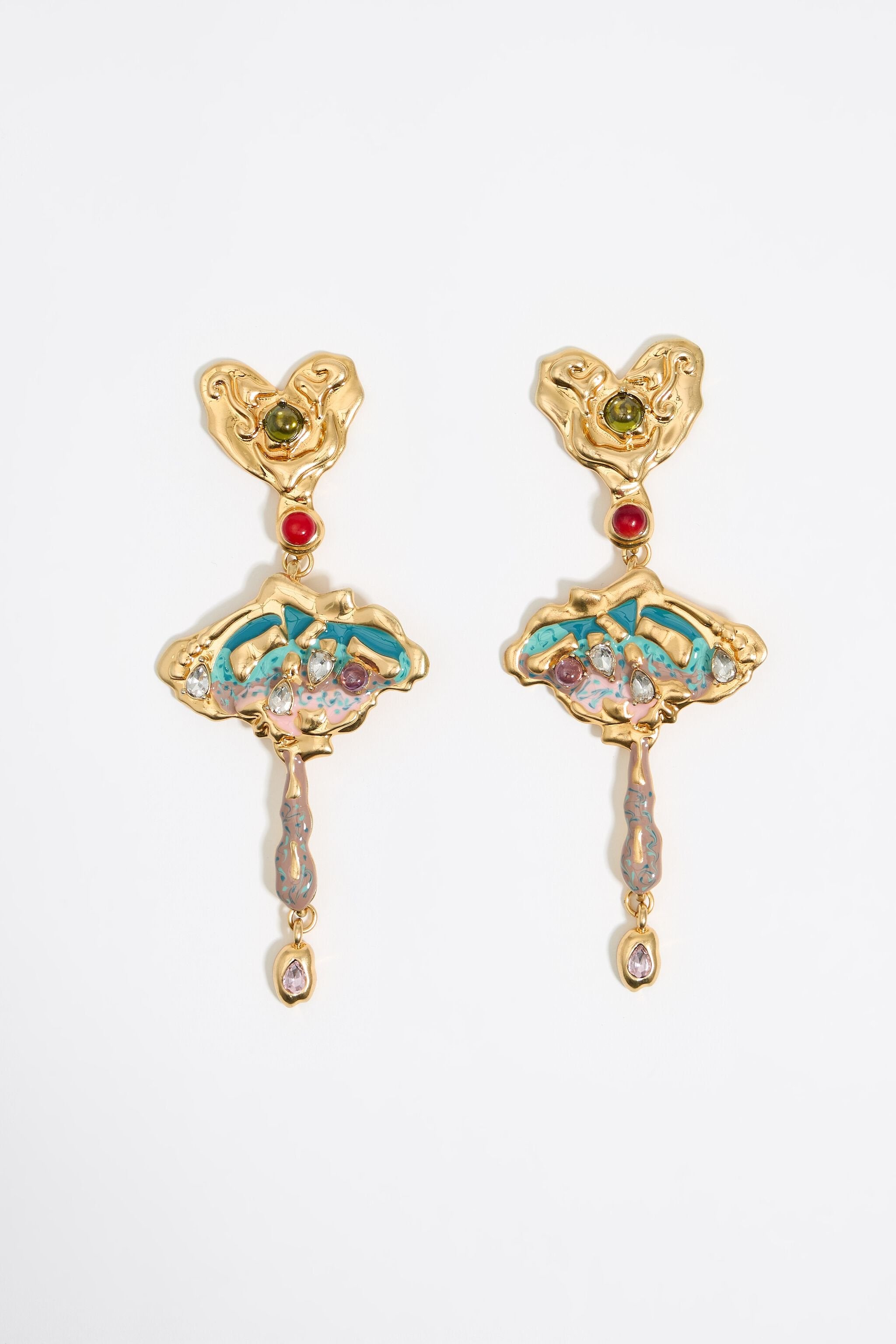 Textured gold heart earrings