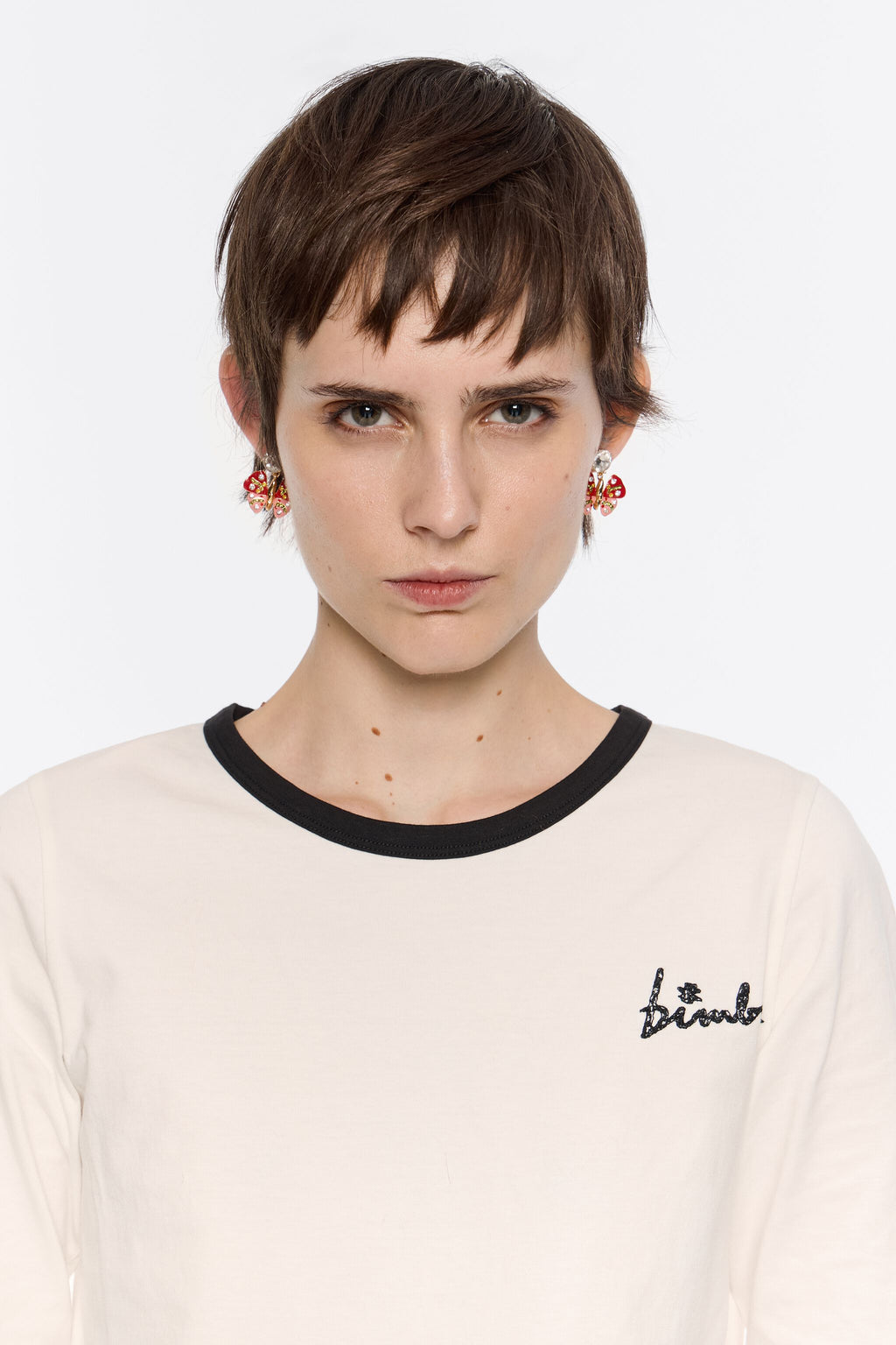 Red butterfly and crystals earrings