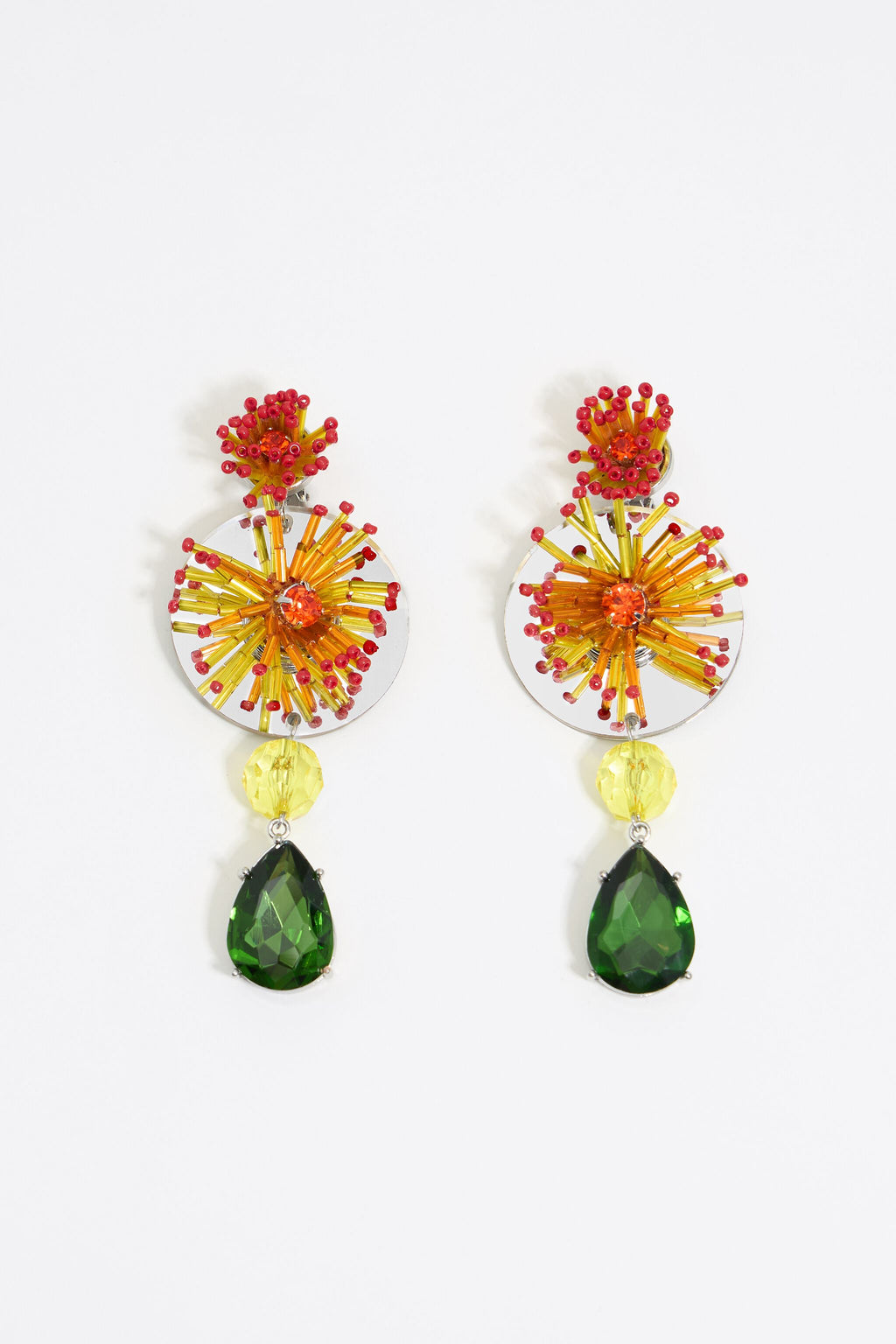 Multicolor flower and crystal earrings