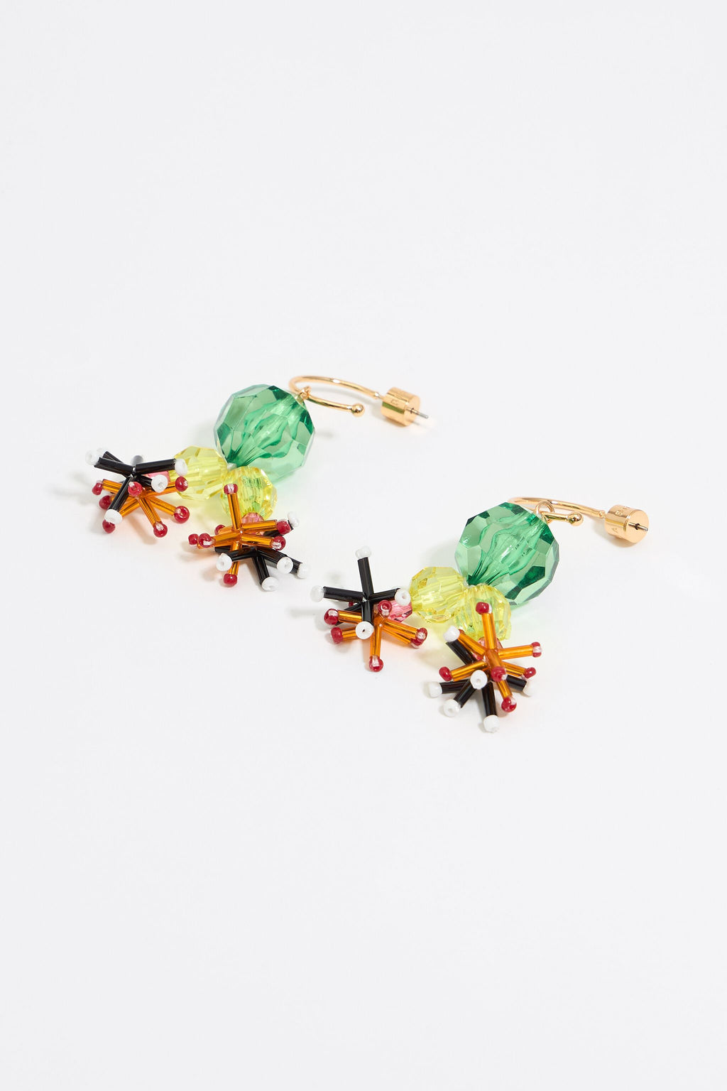 Multicolor beaded flower hoop earrings