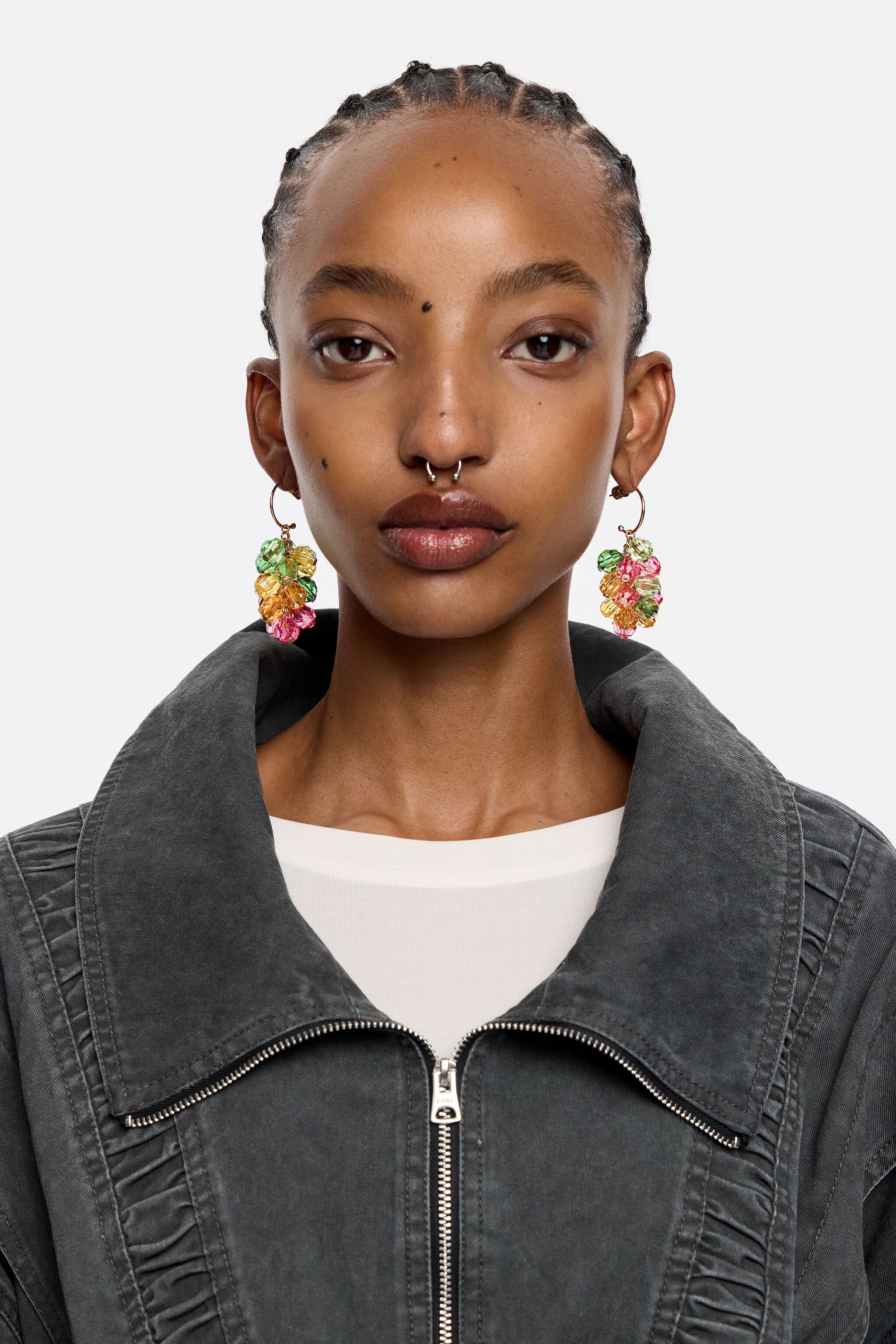 Multicolor beads hoop earrings