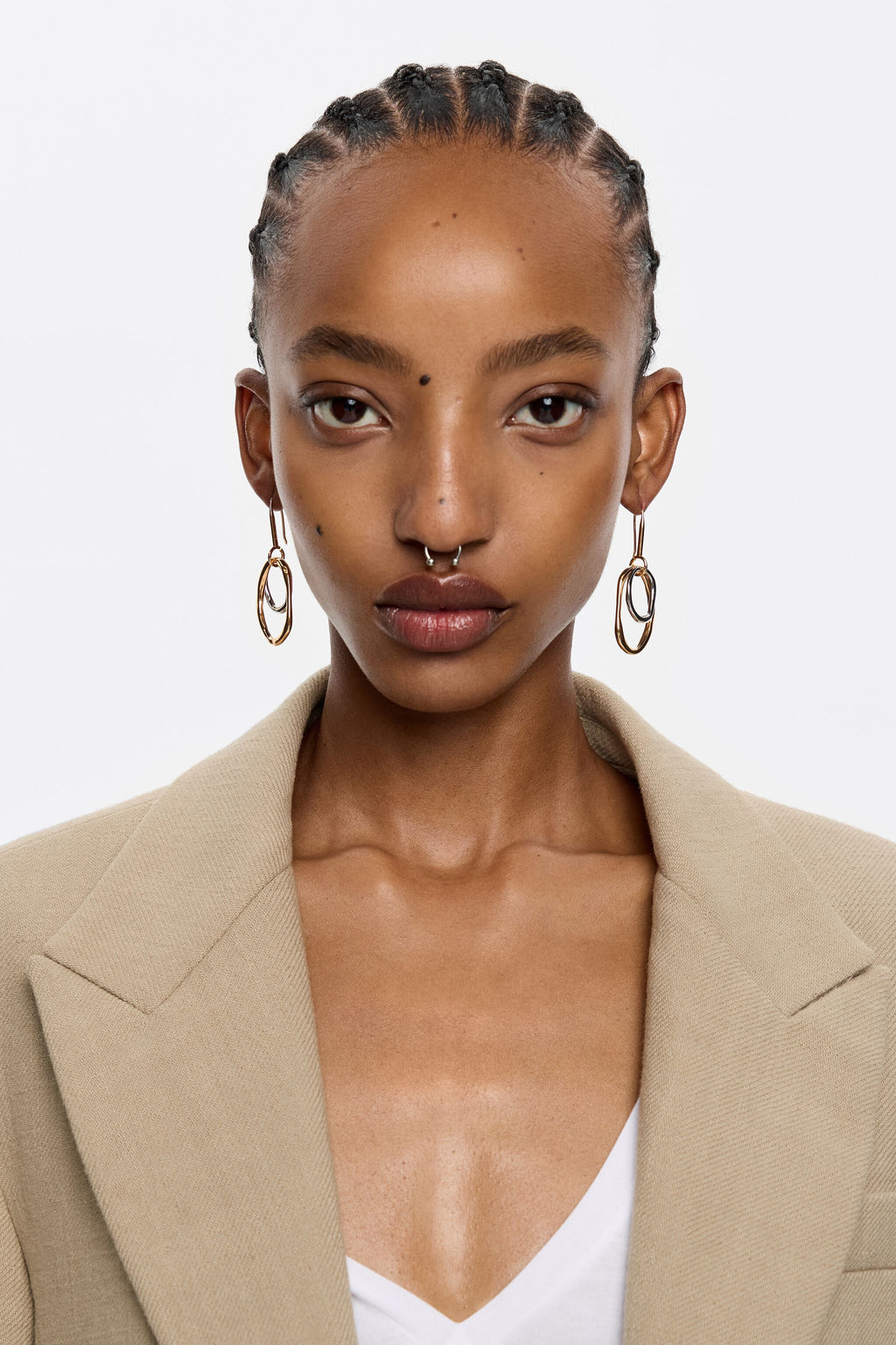 Textured gold and silver hoop earrings