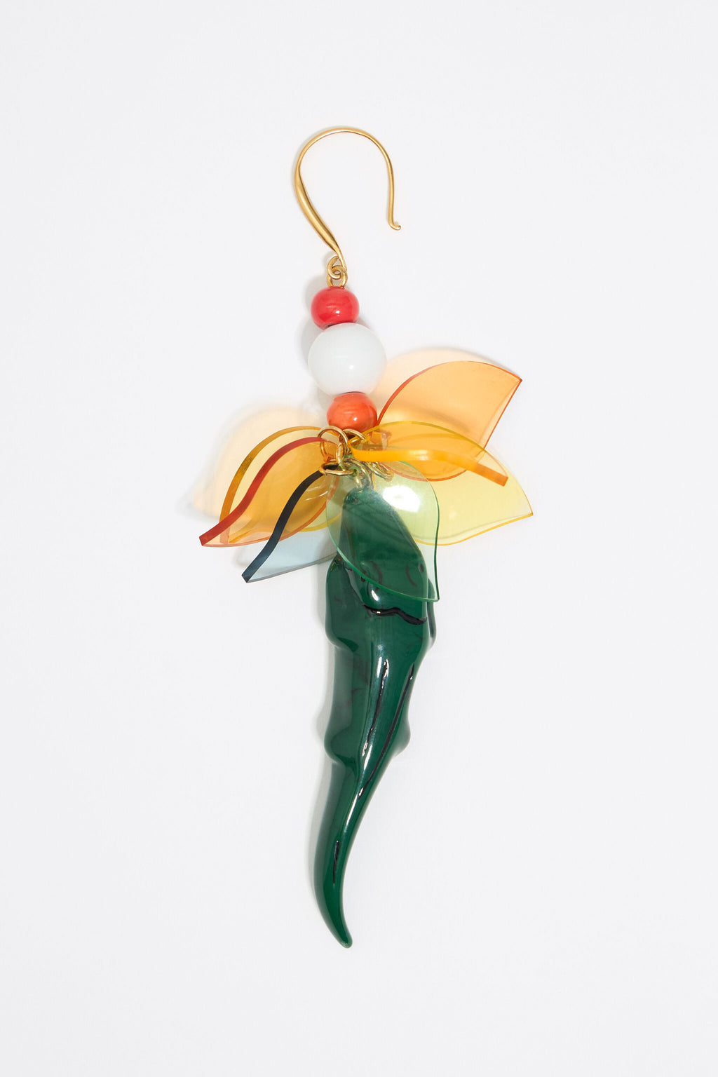 Green crocodile and leaves earrings