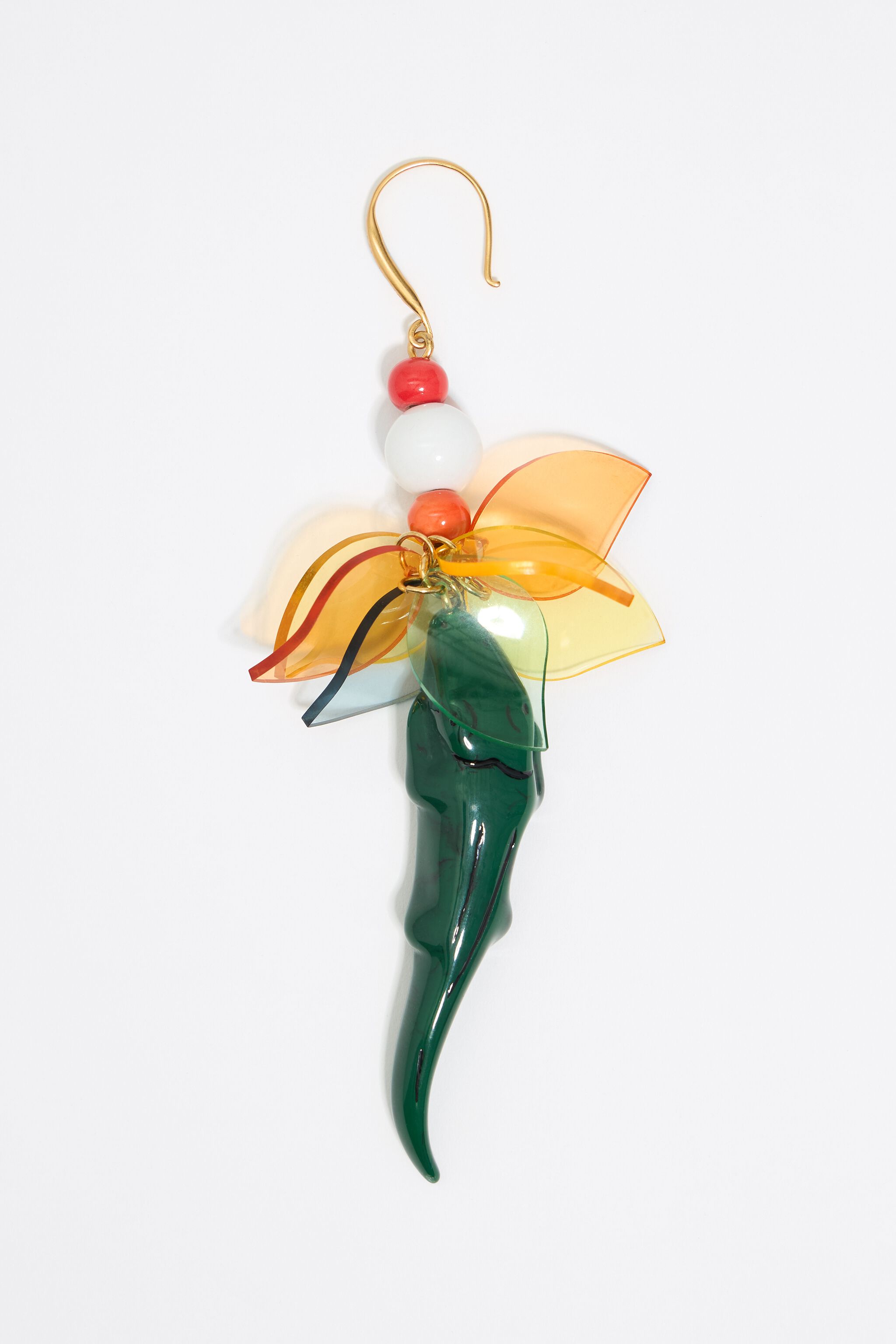 Green crocodile and leaves earrings