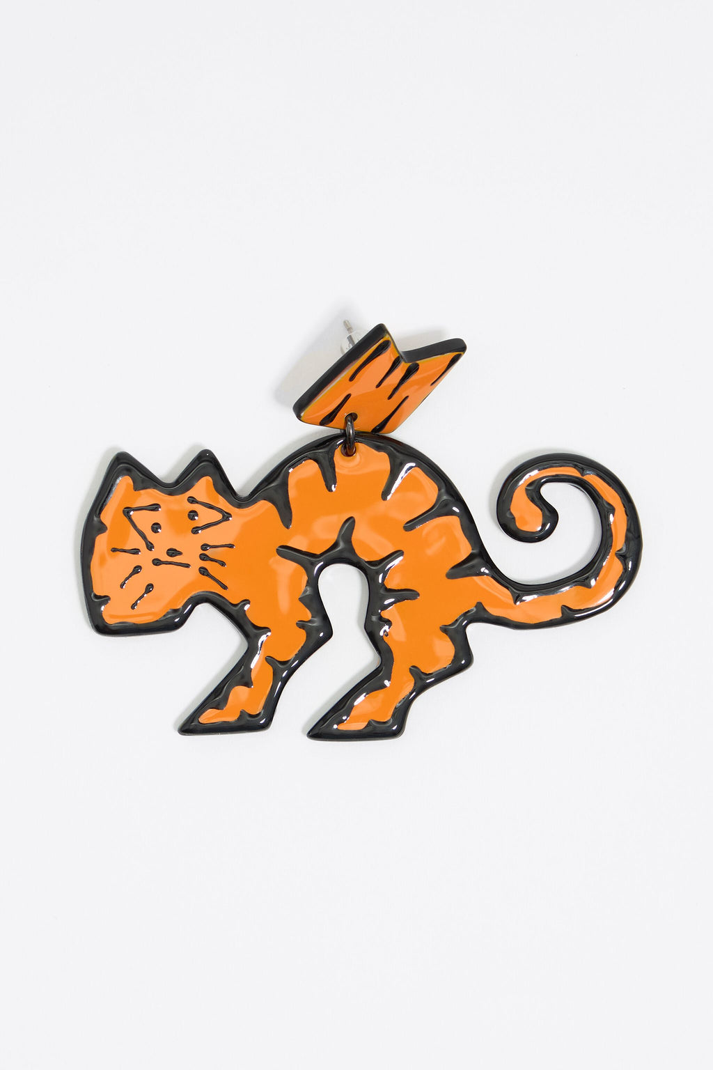 Orange enamel tiger earrings