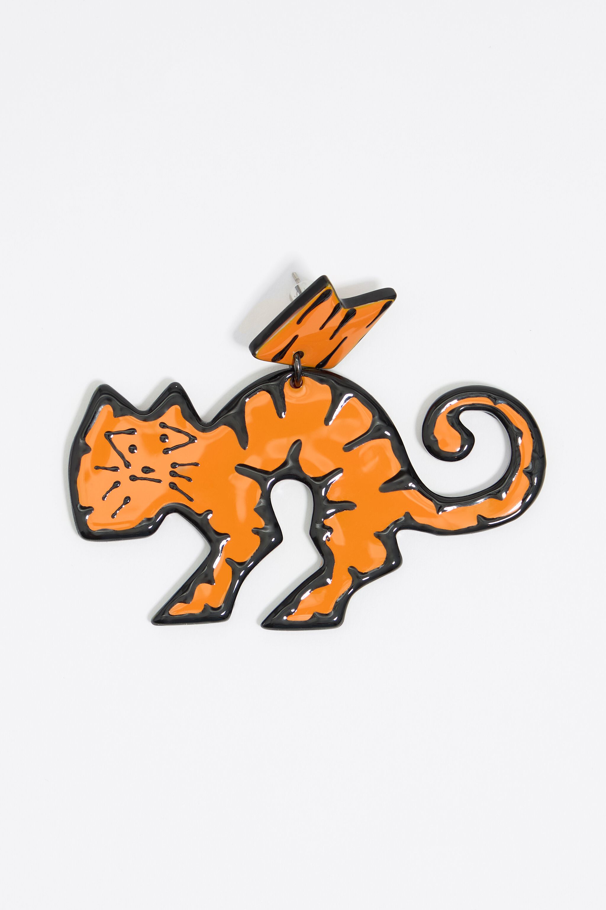 Orange enamel tiger earrings